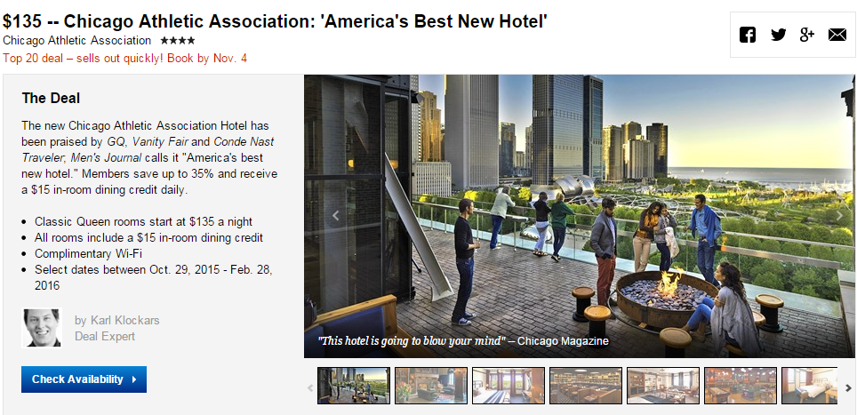 Chicago Athletic Association: America s Best New Hotel – Exclusive $135/Night Deal