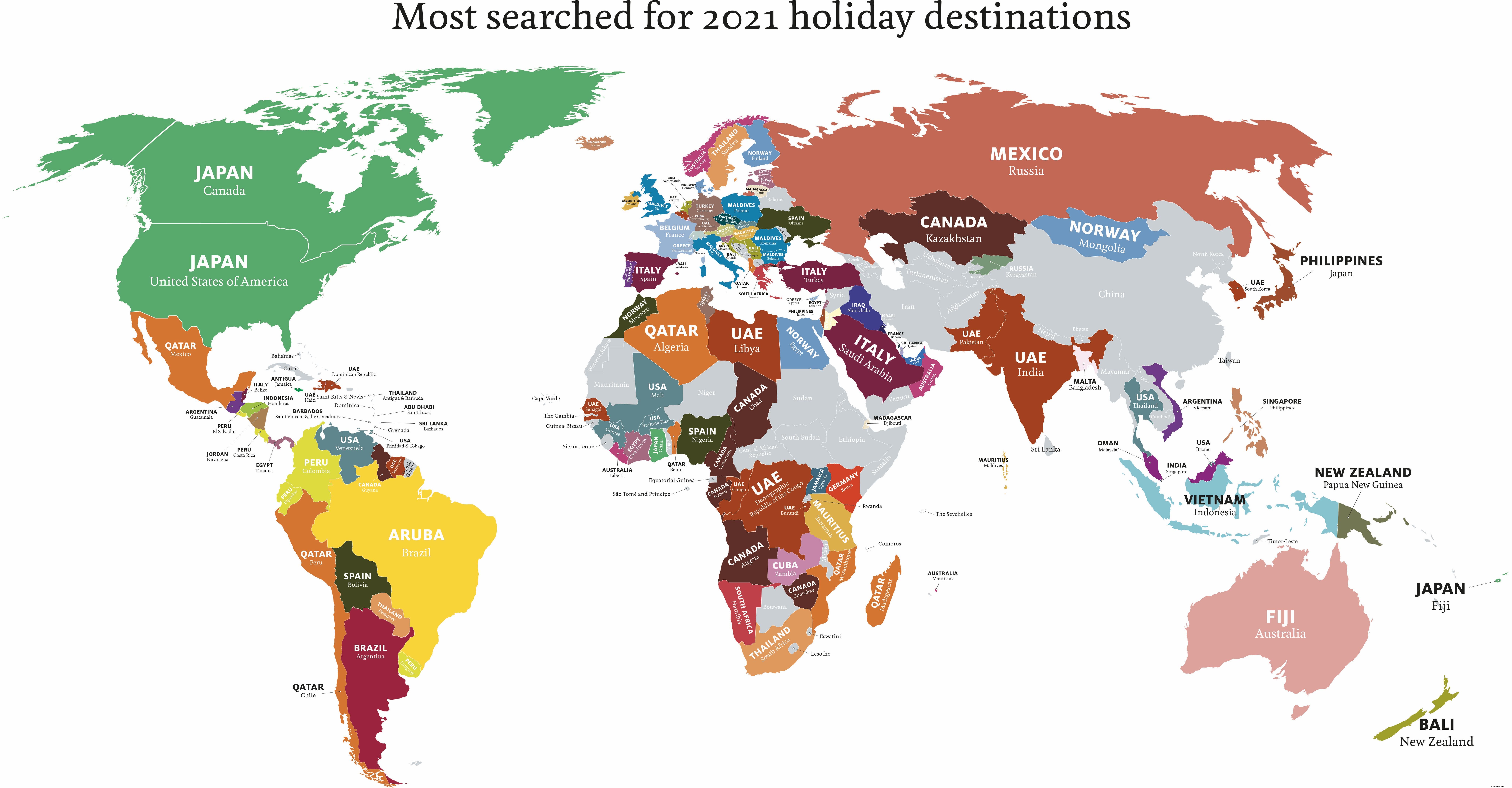 Top 2021 Travel Destinations: What Global Google Searches Reveal