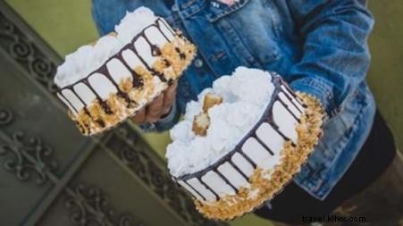 Giant Concha Ice Cream Cake and Churro Cake: Oversized Mexican Desserts at Azules Coffee