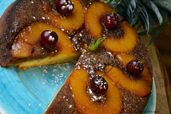 Skillet Pineapple Upside-Down Cake with Bing Cherries | #EatSwla Recipe