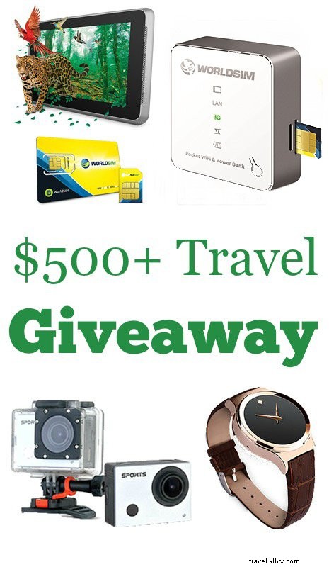 Enter to Win $509 in Travel Tech: 7-Inch Tablet, Smartwatch Phone, Dual SIM Phone, Portable WiFi & More from WorldSIM