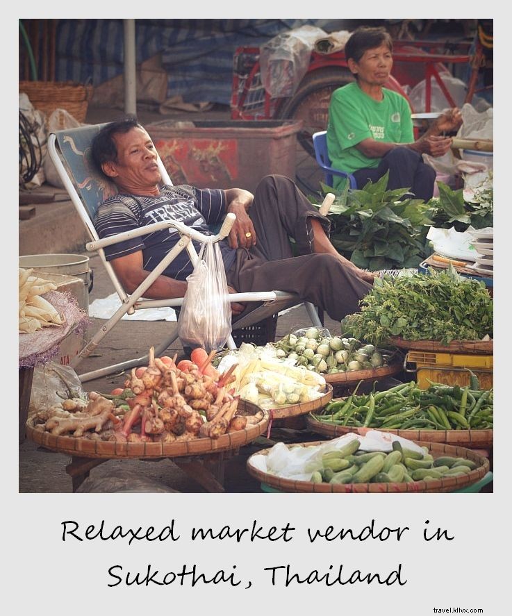 Polaroid of the Week: Laid-Back Market Vendor in Sukhothai, Thailand