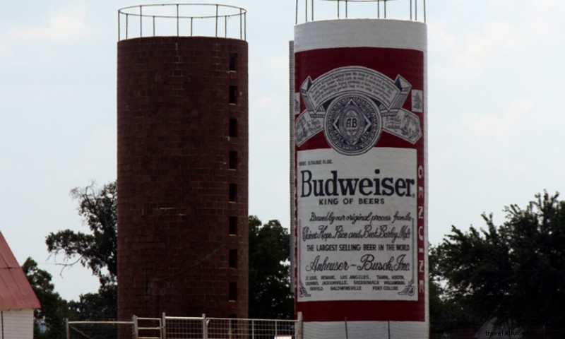 Iconic Giant Budweiser Can Silo: Painted Masterpiece from 1975