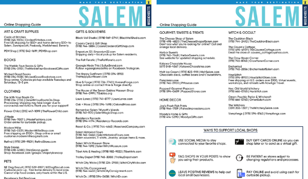 Salem, MA: Printable Directory of Local Stores with Online Shopping