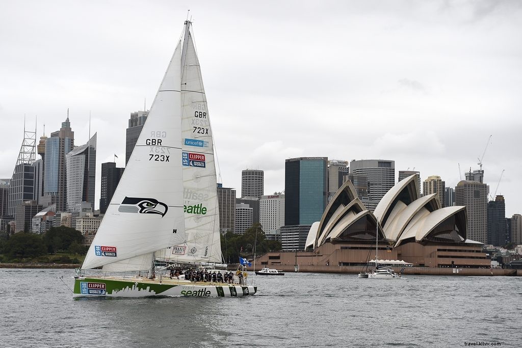Seahawks 12th Man Spirit Hoisted in Sydney Harbor Aboard Visit Seattle Yacht