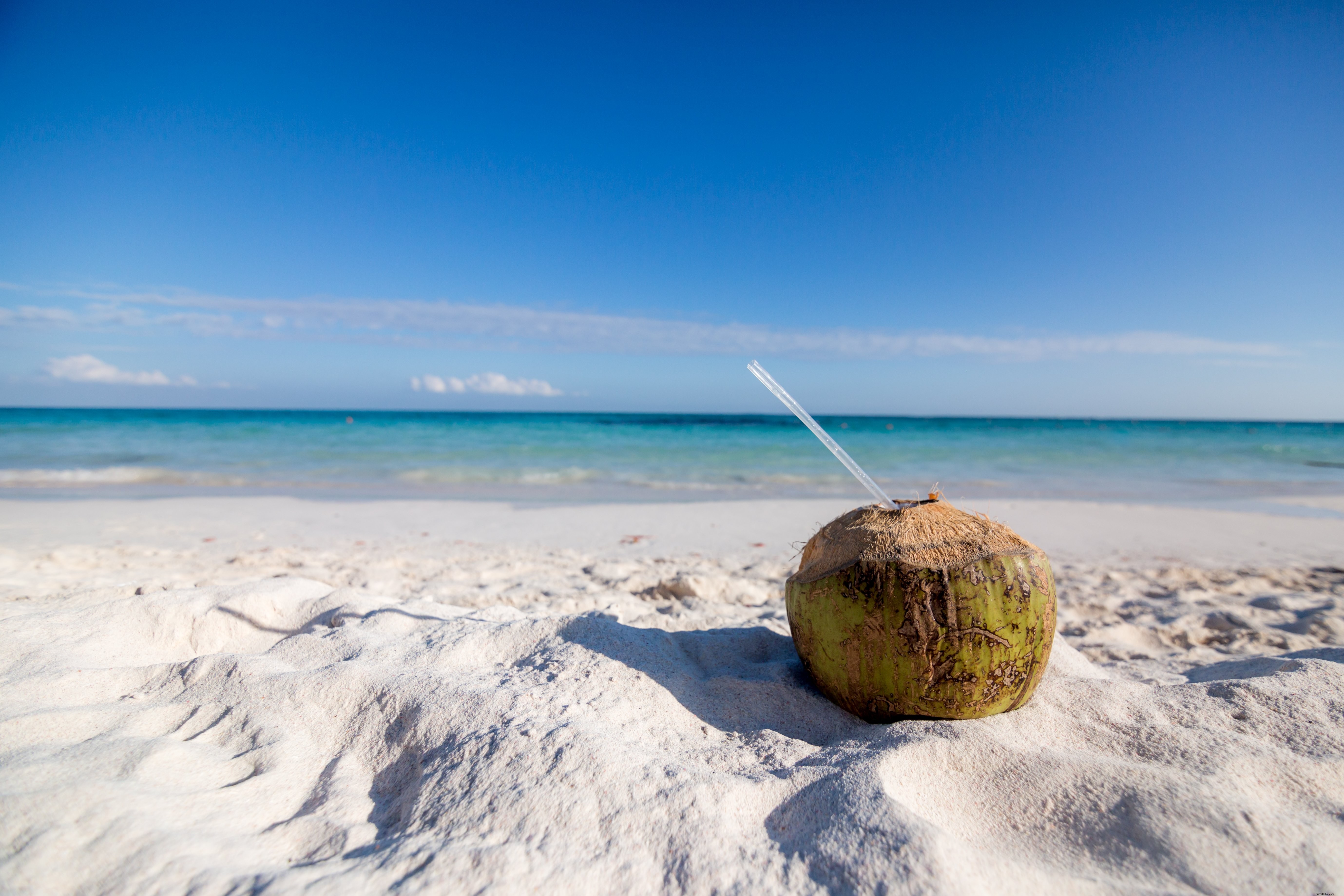 Refreshing Coconut Drink on Tropical Beach – Stunning Photo