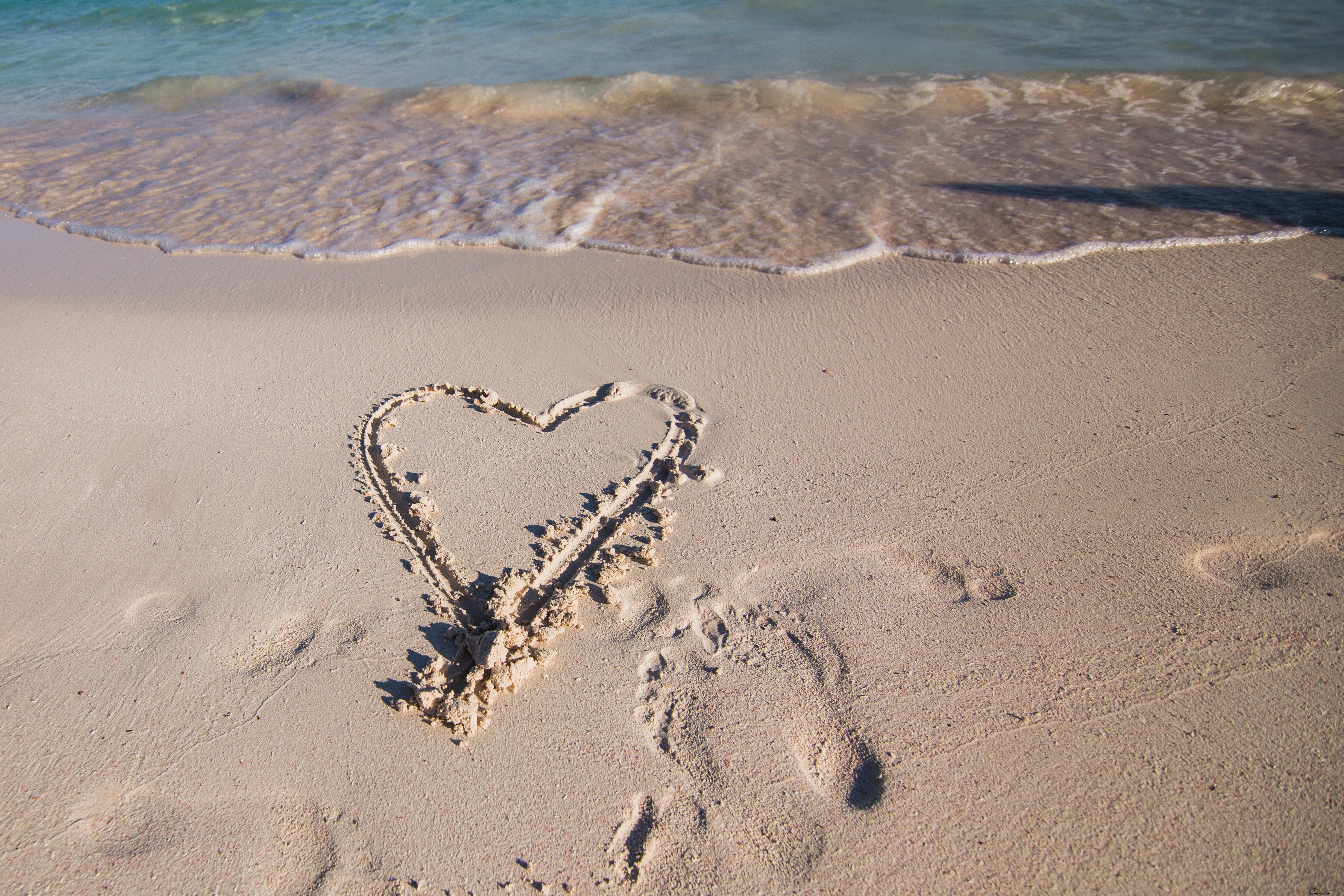 Romantic Heart Etched in Vacation Beach Sand – Stunning Photo