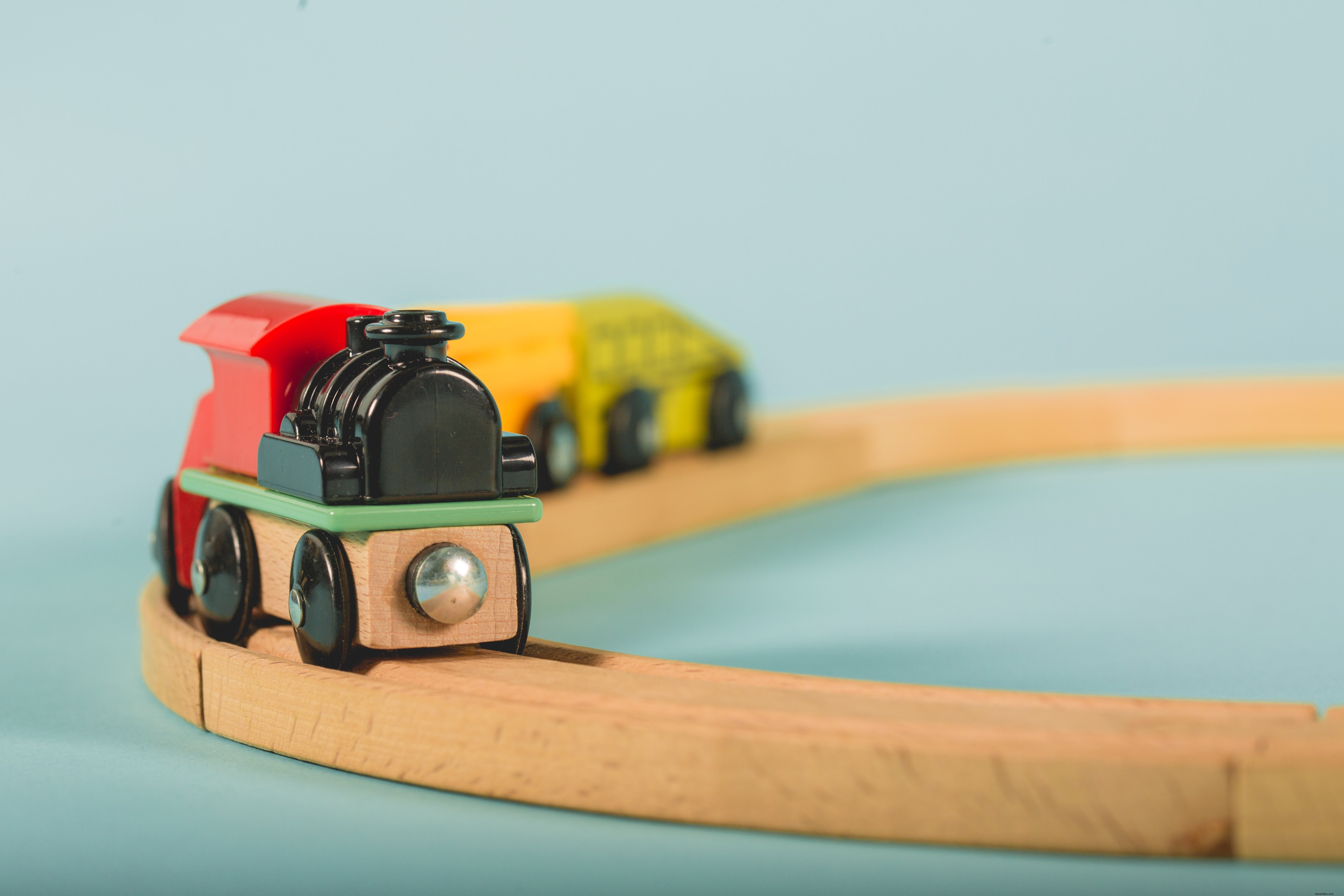 Charming Toy Train on Railroad Tracks - High-Resolution Photo