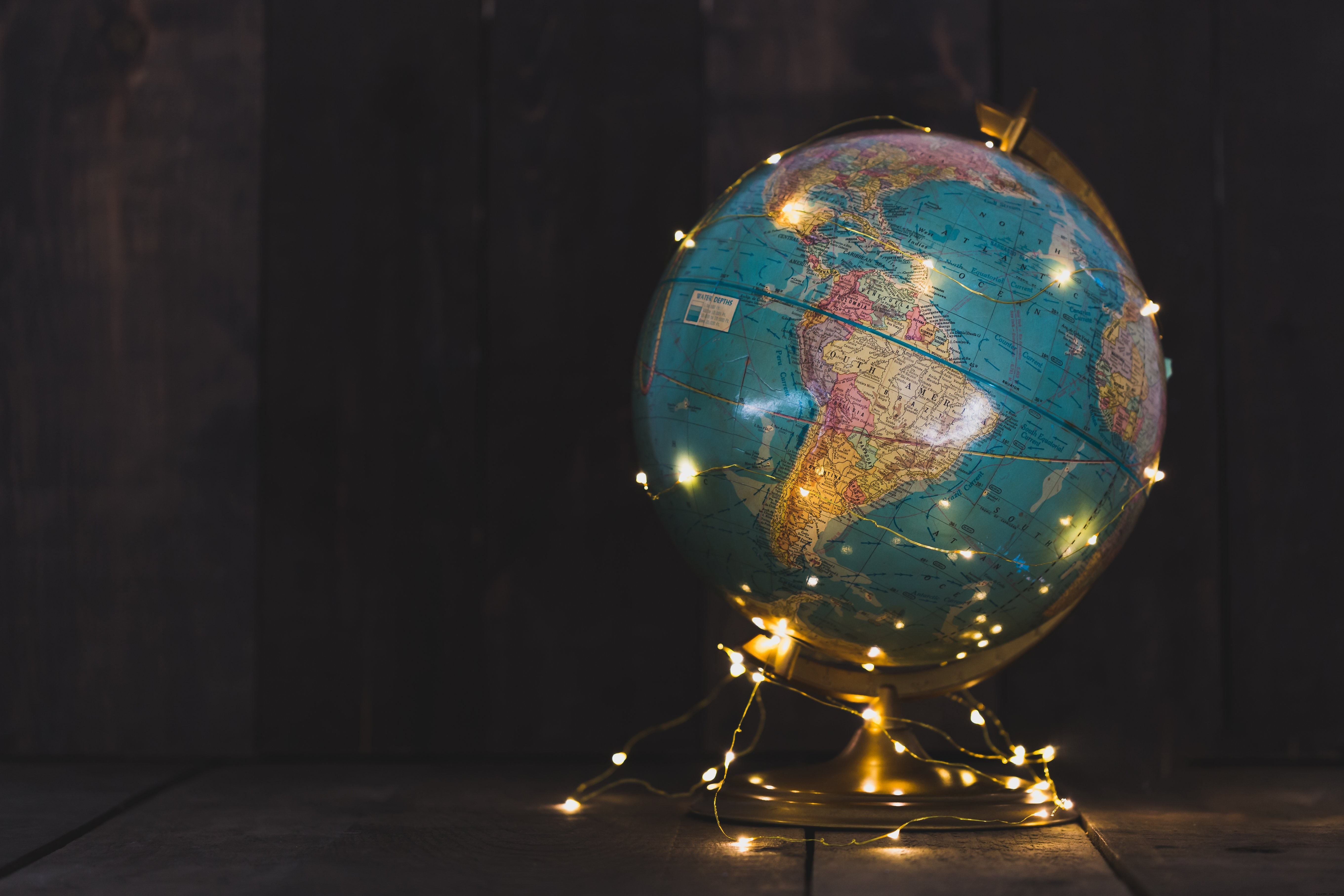 Stunning Globe Wrapped in Twinkling Lights – Festive High-Res Photo