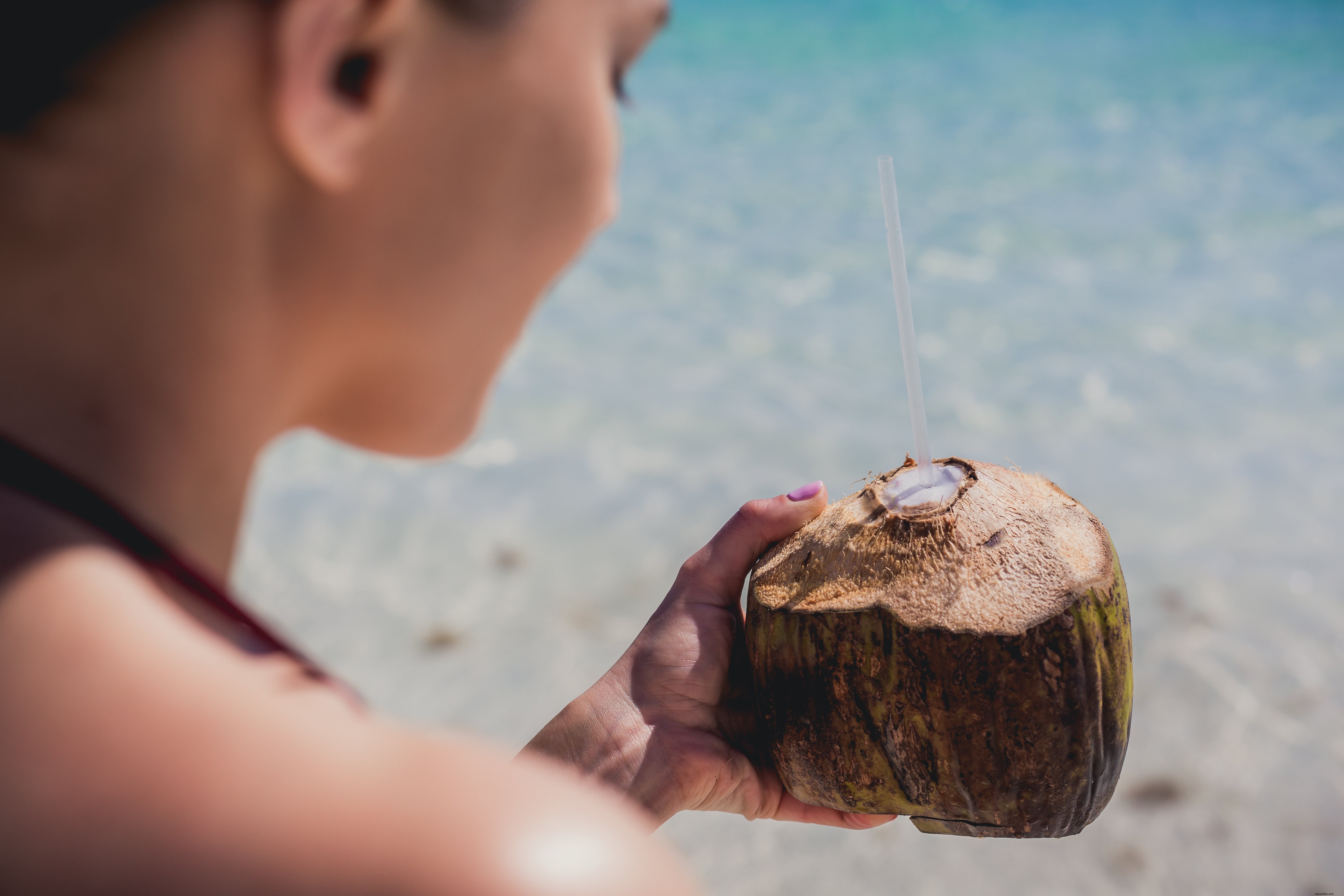 Refreshing Tropical Coconut Drink: Stunning Vacation Holiday Photo