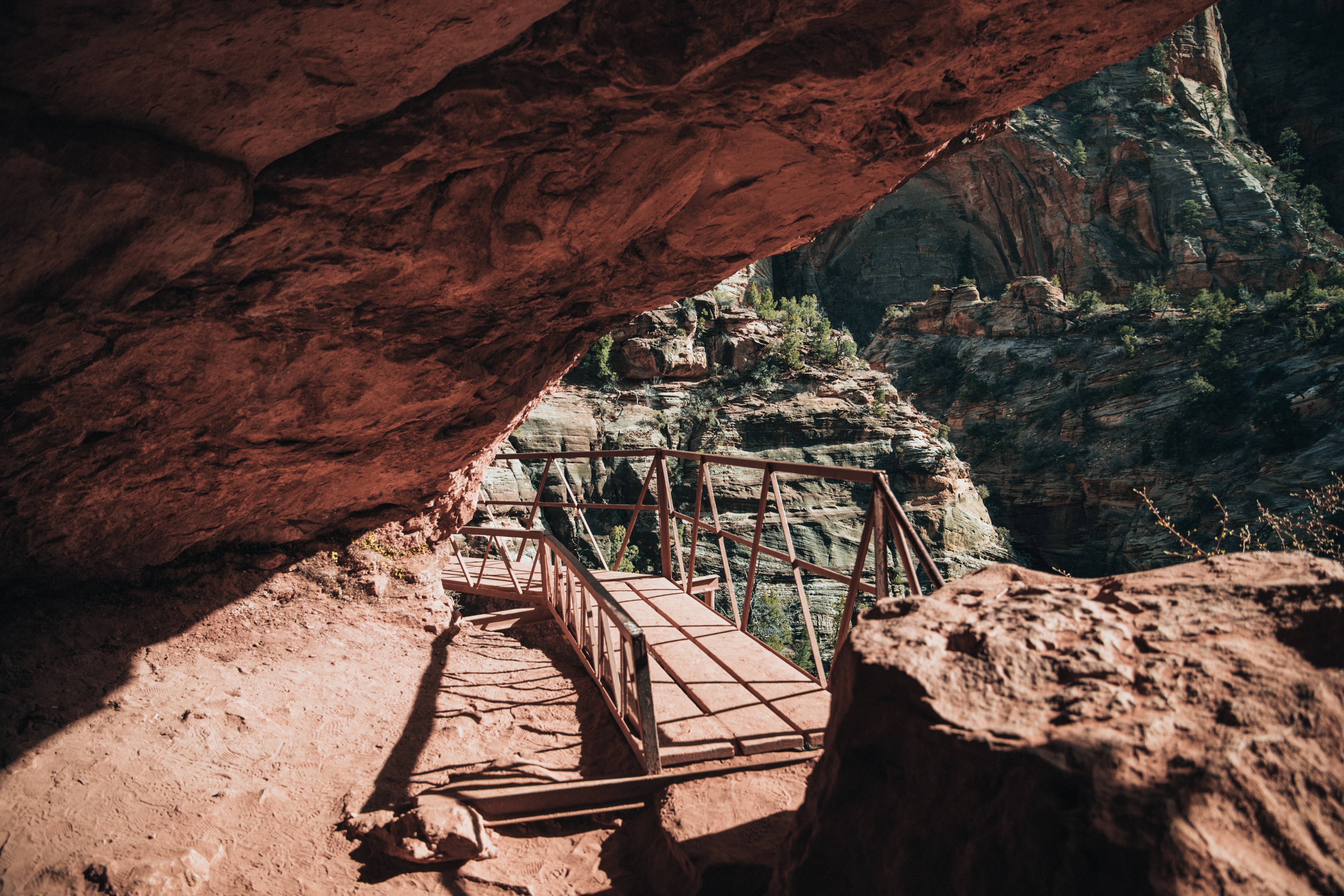 Stunning Photo: Walking Bridge Spanning Canyon Caves