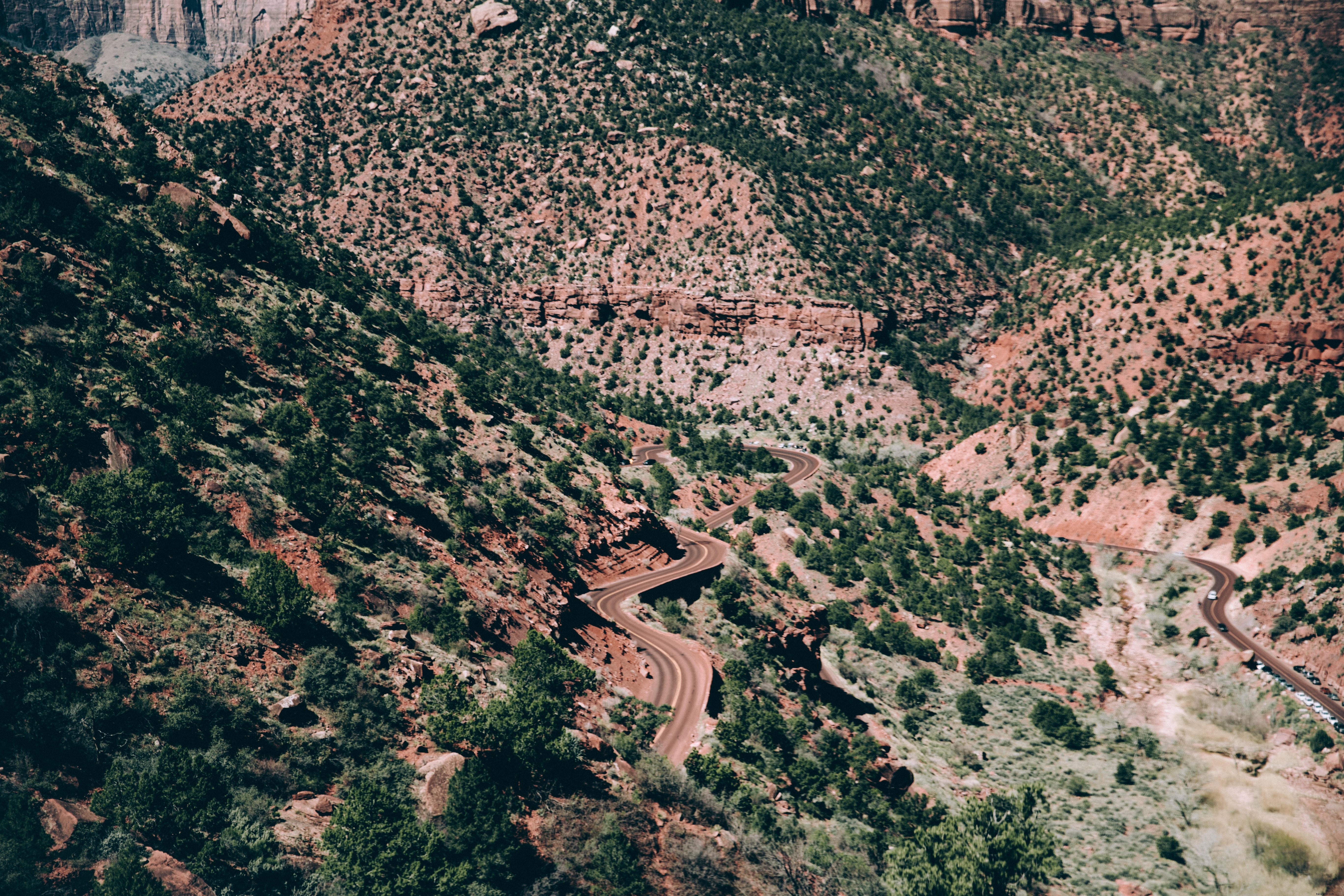Stunning Aerial View of Winding Desert Highway