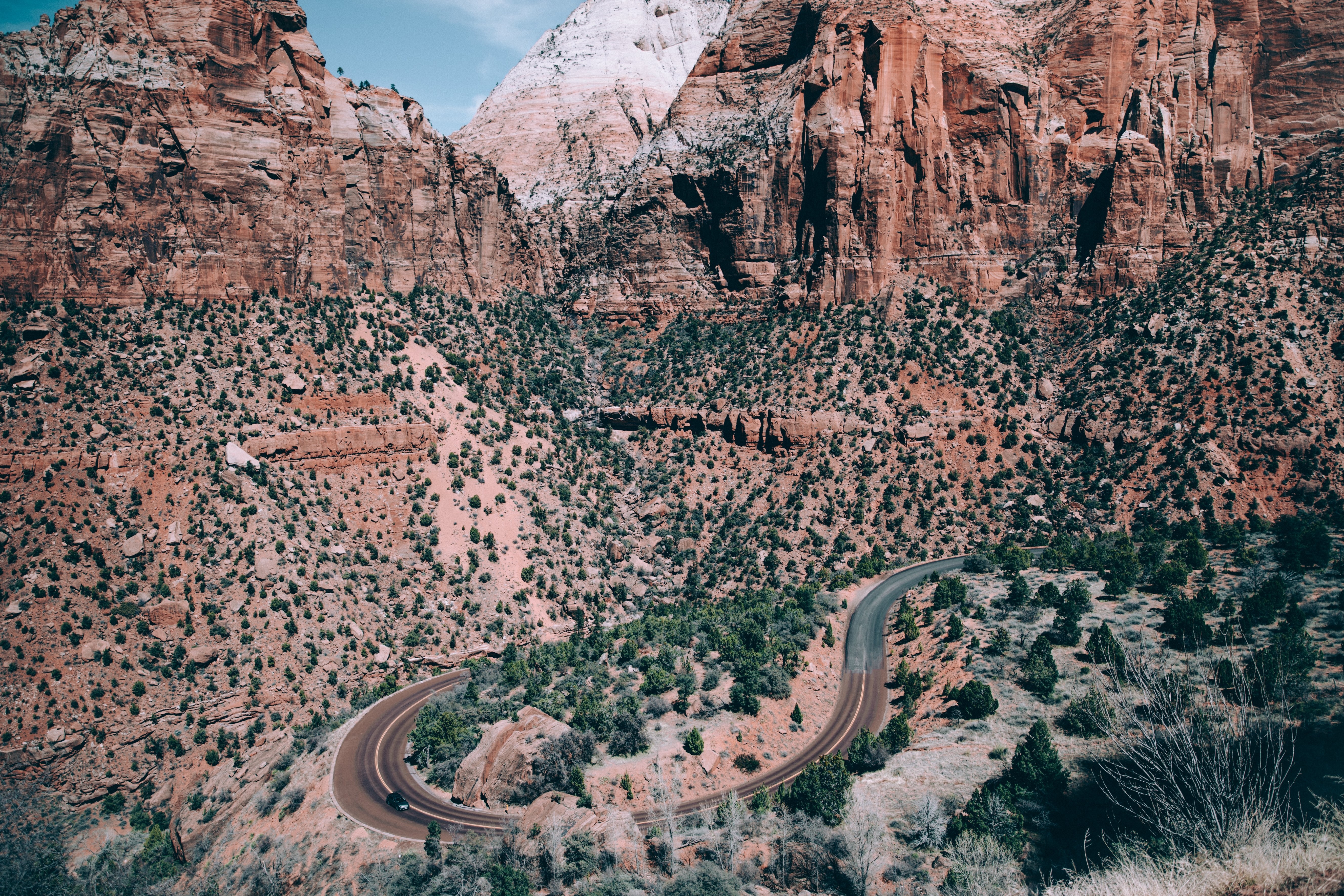 Iconic Route 66 Winding Through Dramatic Canyon – Stunning Photo