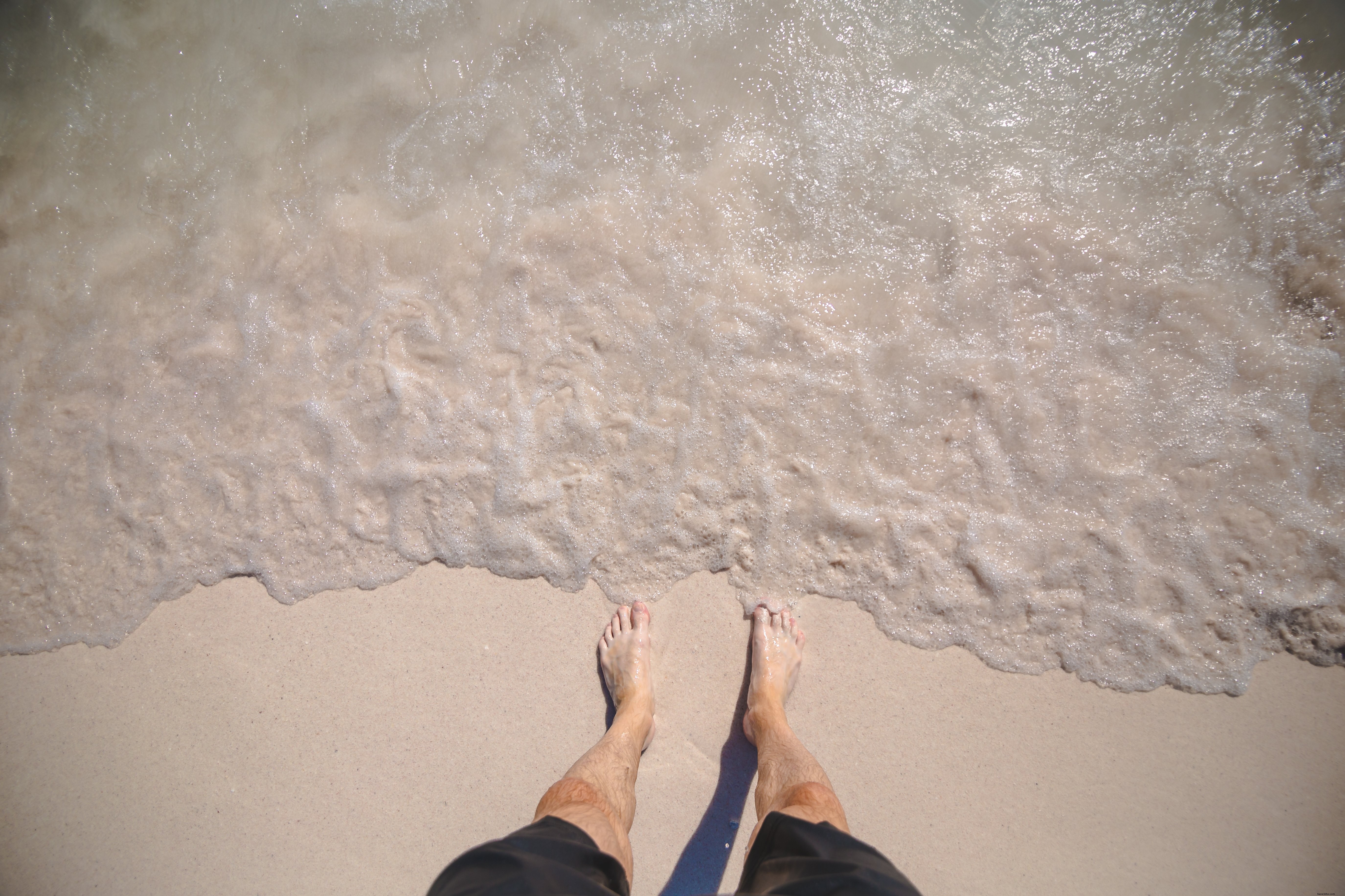 Man s Bare Feet on the Ocean Shore: Serene Beach Photography