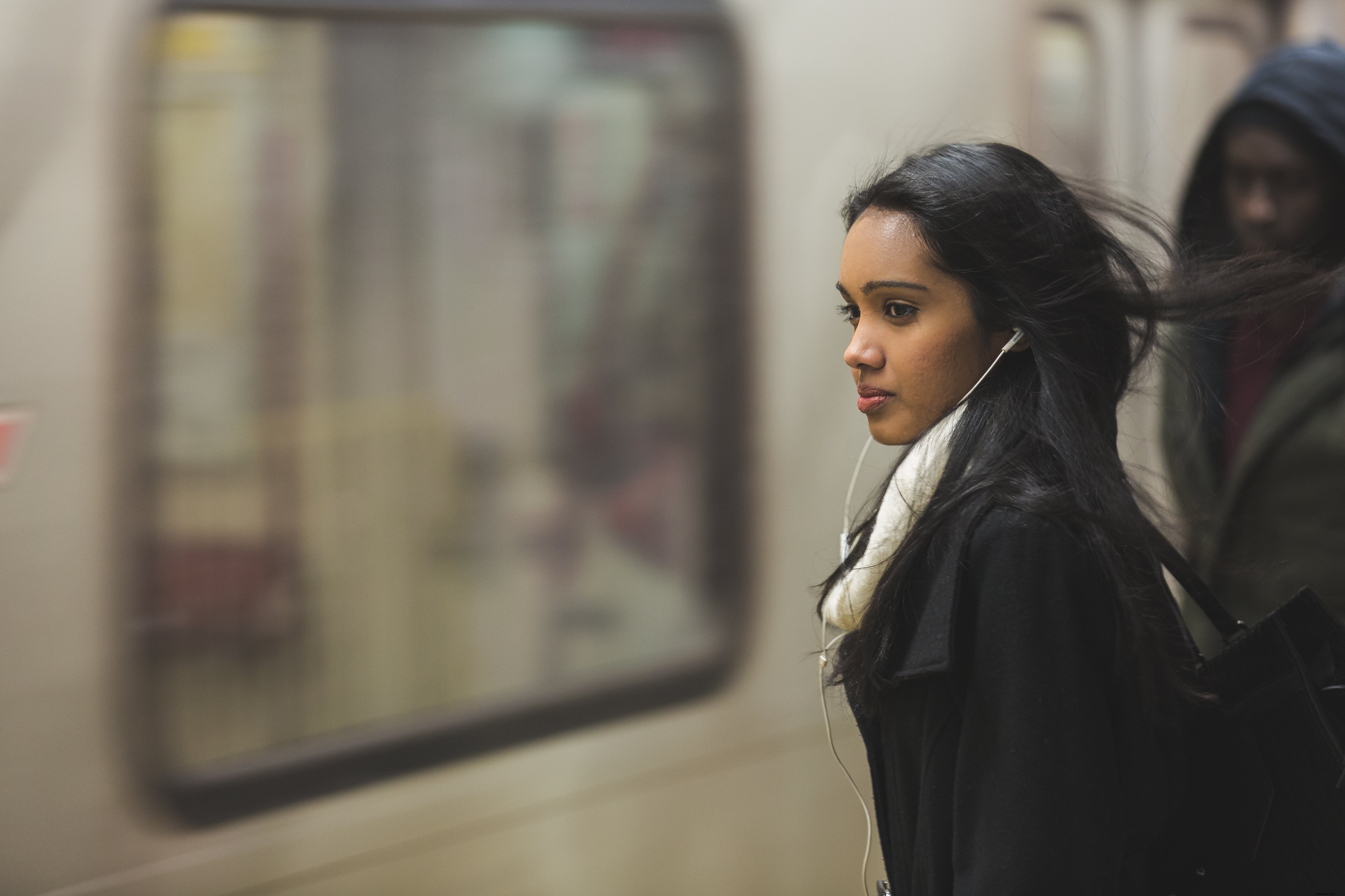 Stunning Windy Subway Wait: Captivating Urban Photo