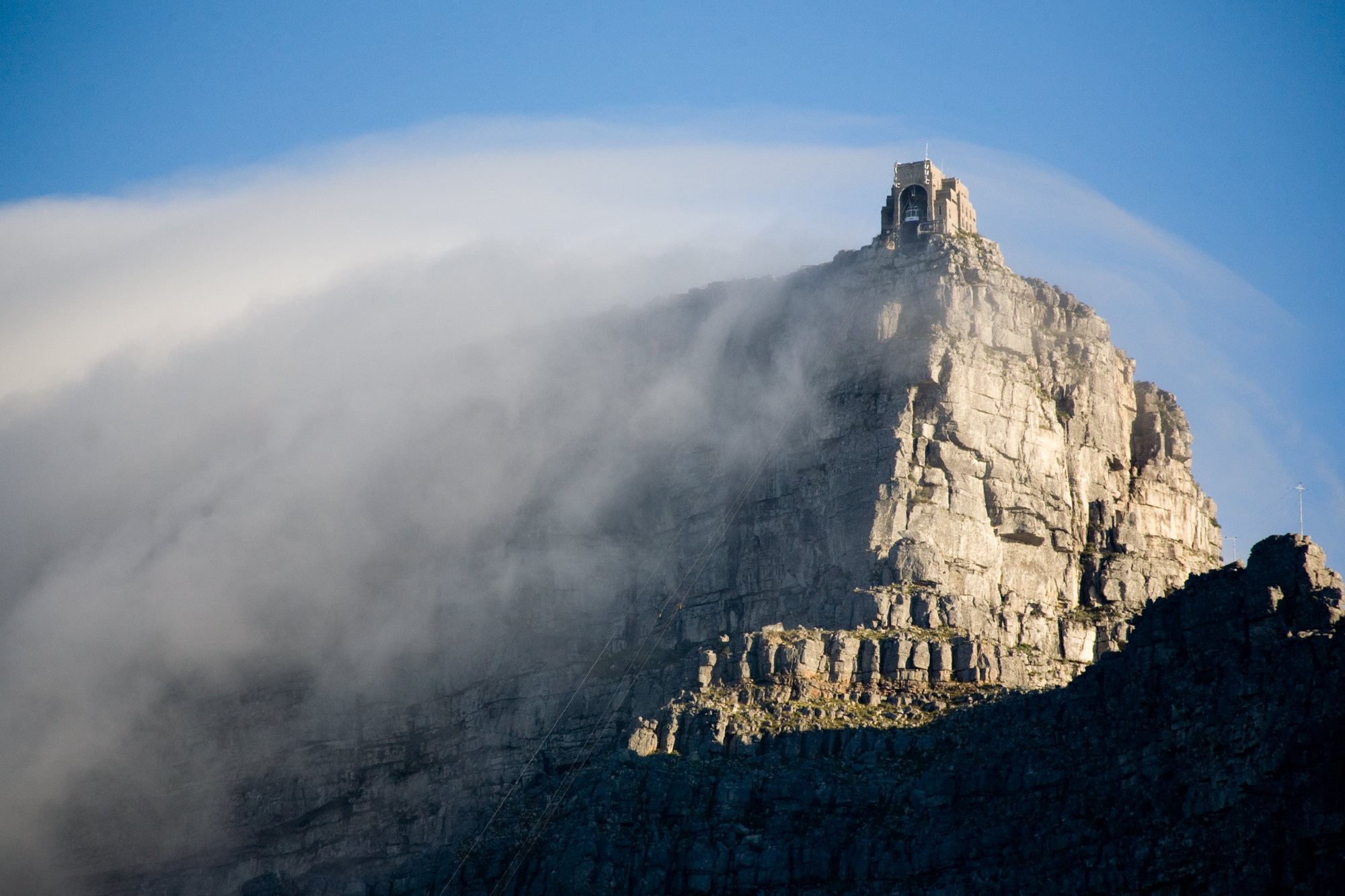 Iconic Gondola Cableway at Table Mountain, South Africa: Stunning Aerial Photo