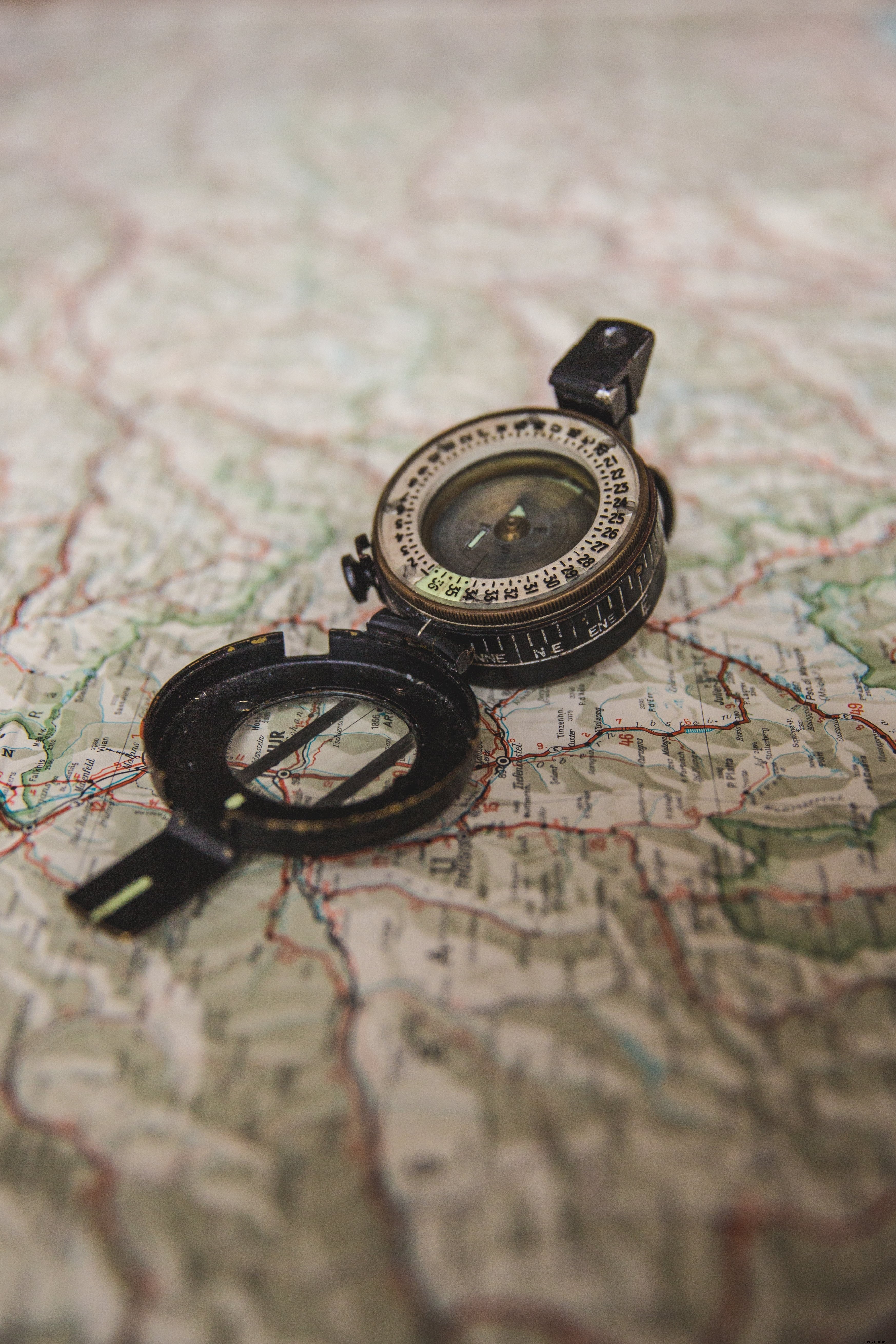 Stunning High-Resolution Photo: Open Compass on World Map