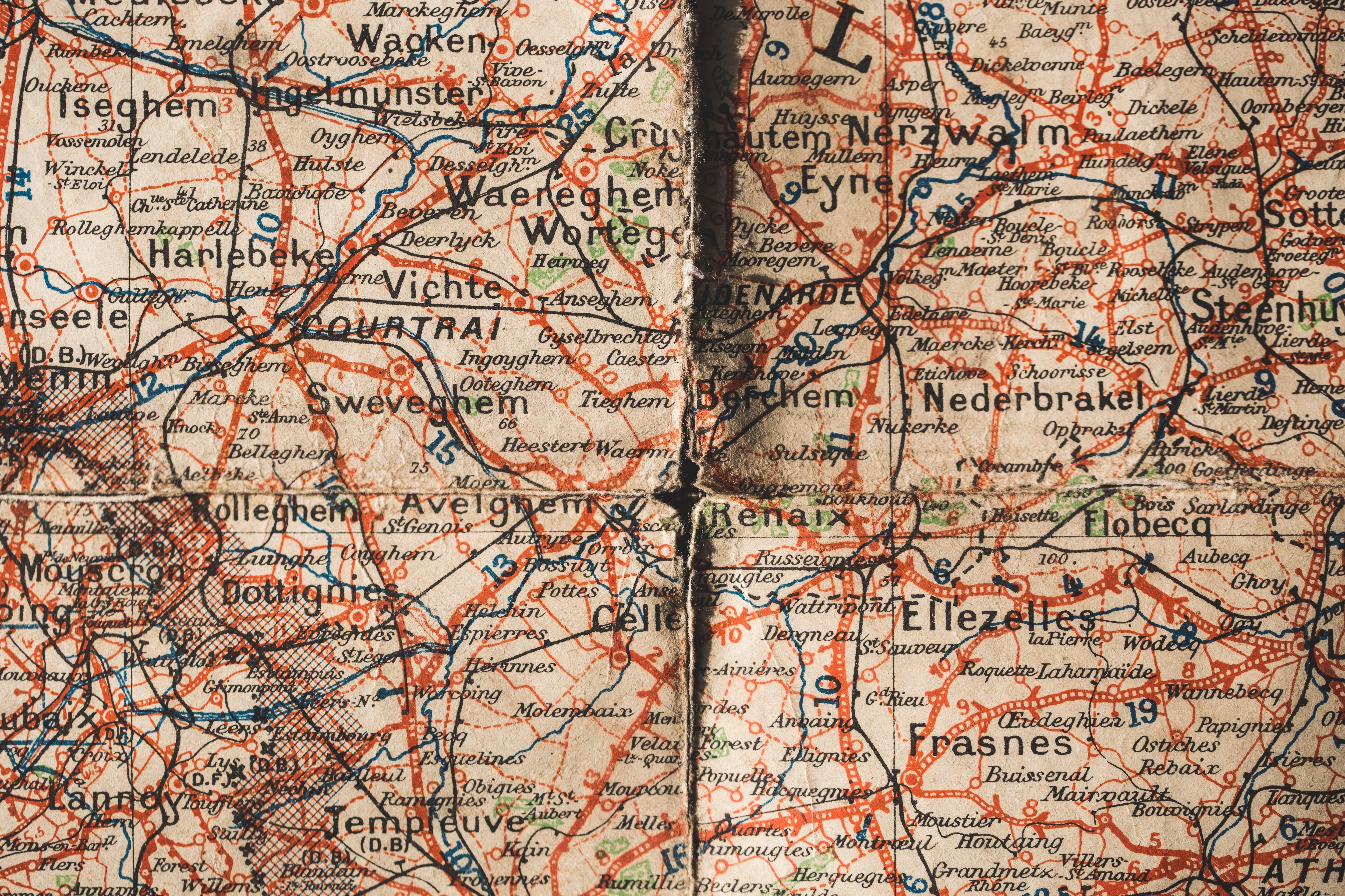 Vintage Aged Paper Map Photograph