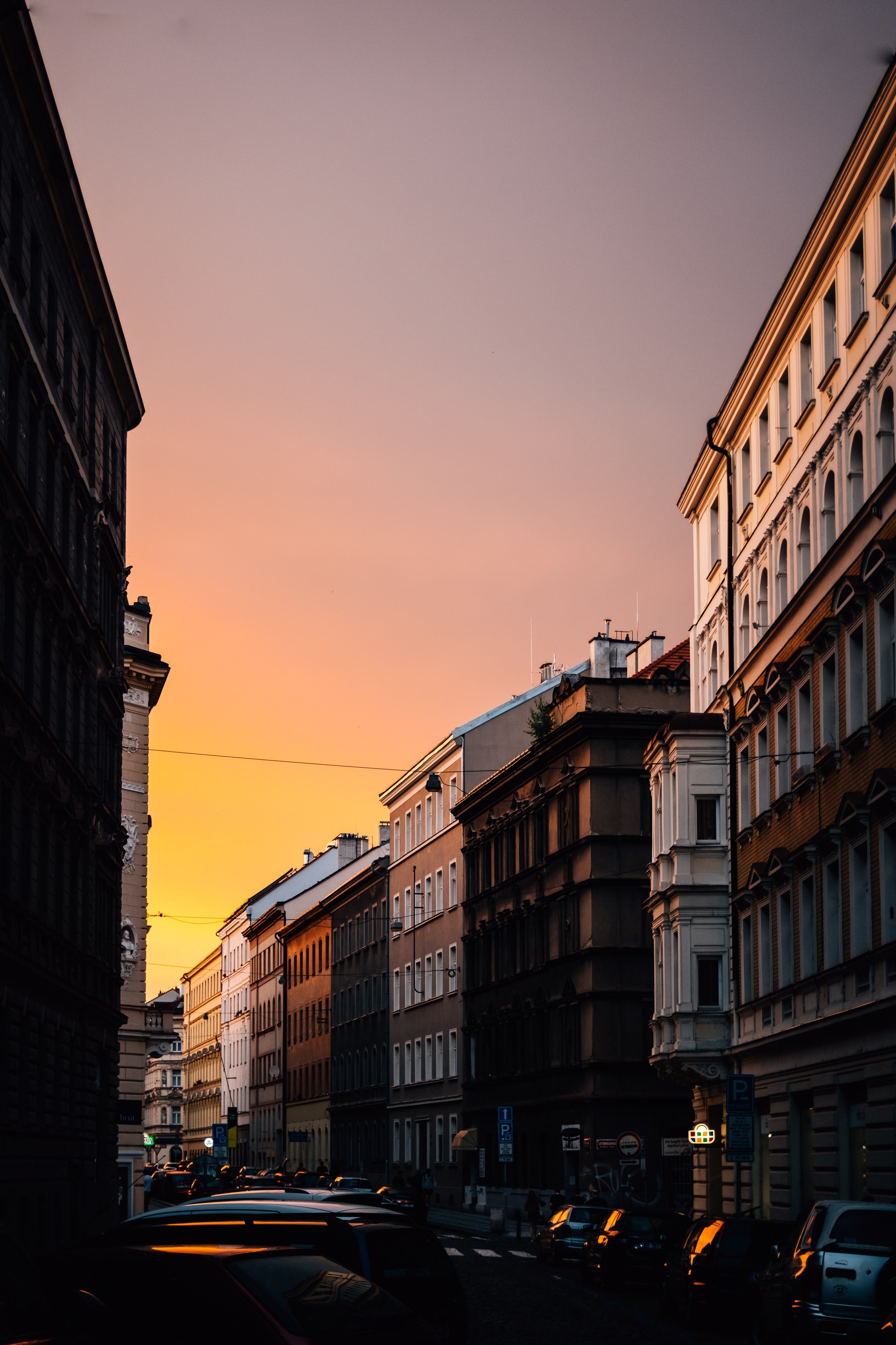 Captivating Golden Hour: Sunset Light on Urban Building Tops