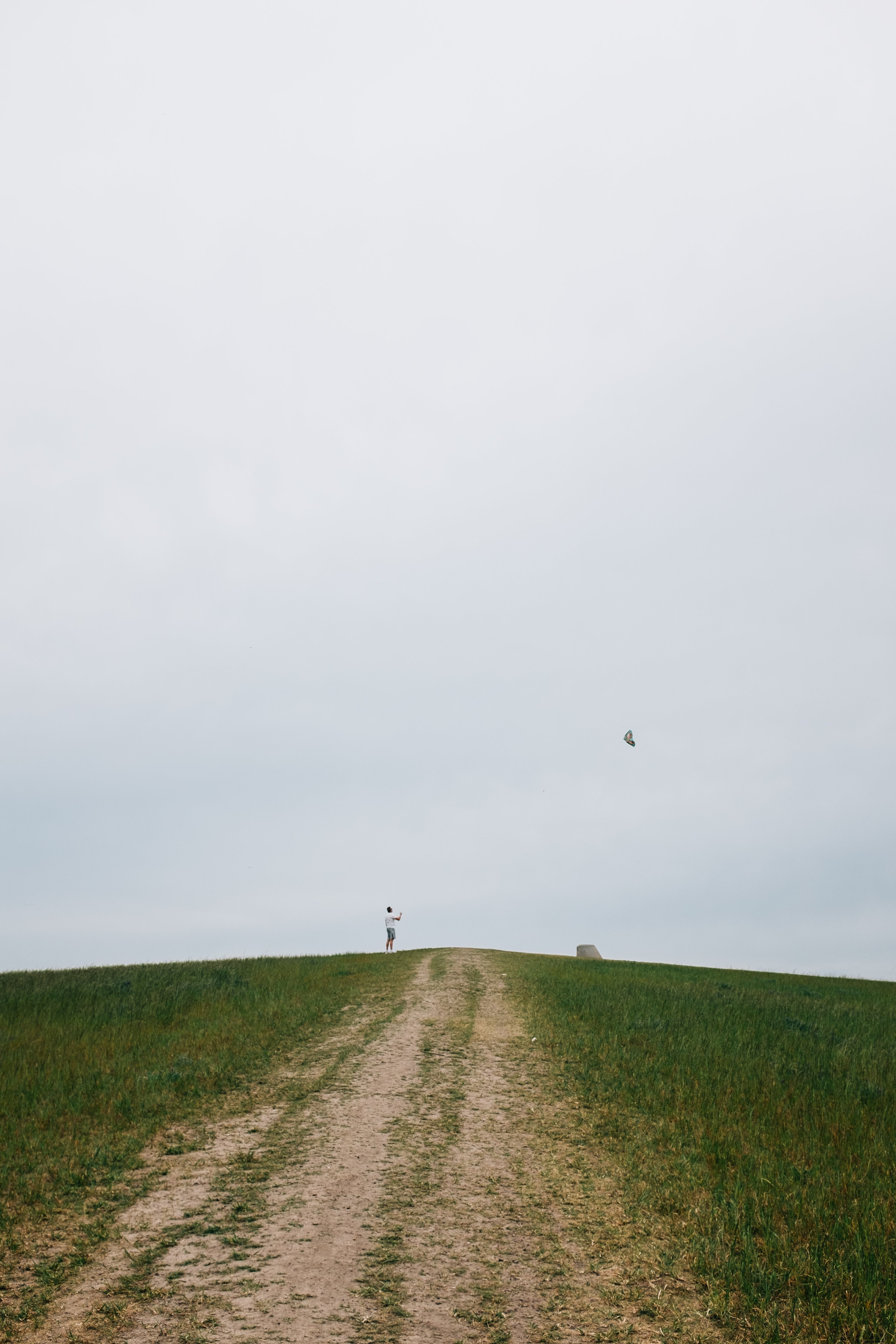 Stunning Photo: Person Flying Kite on Scenic Hilltop