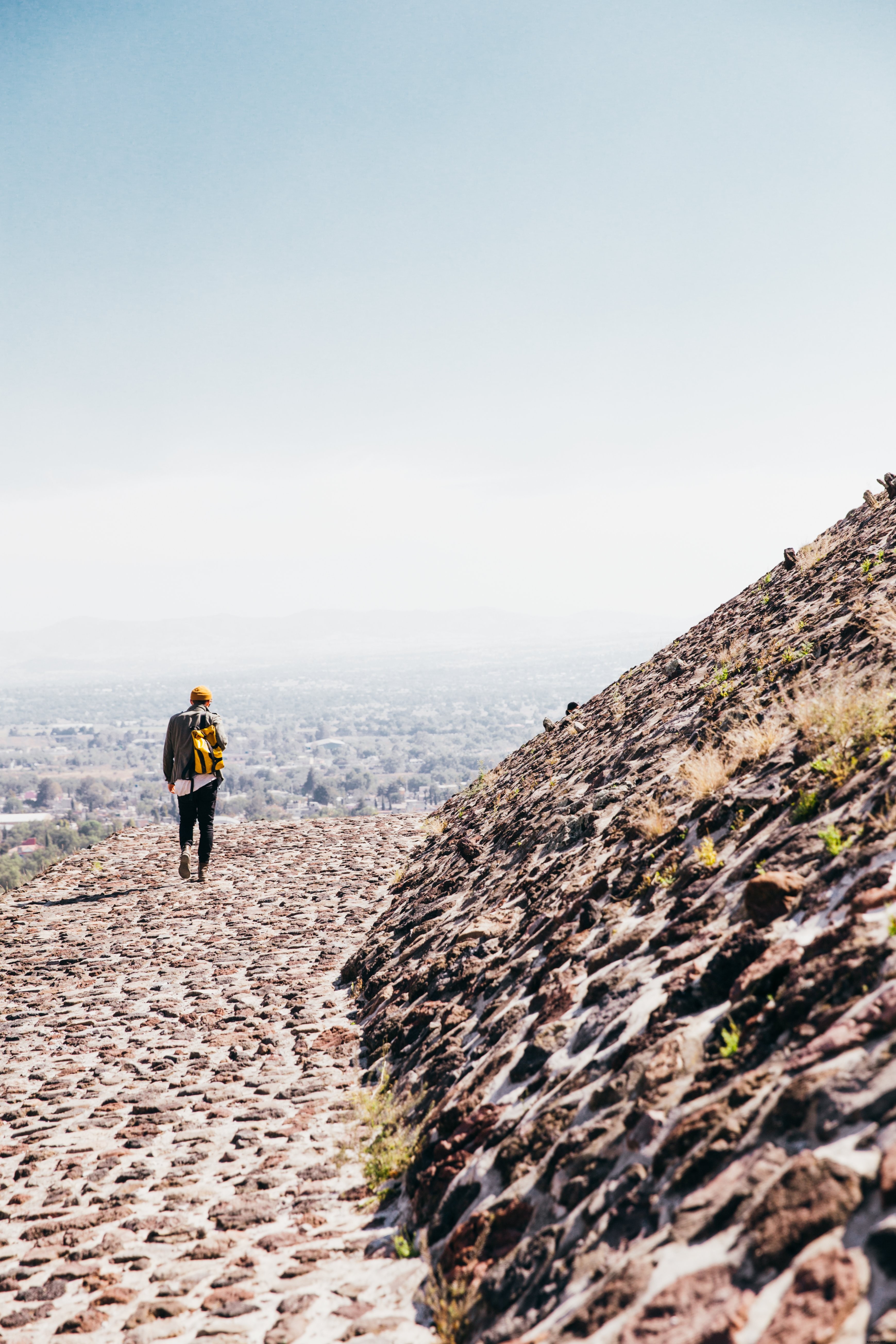 Stunning Photo: Walking on Historic Stone Tomb