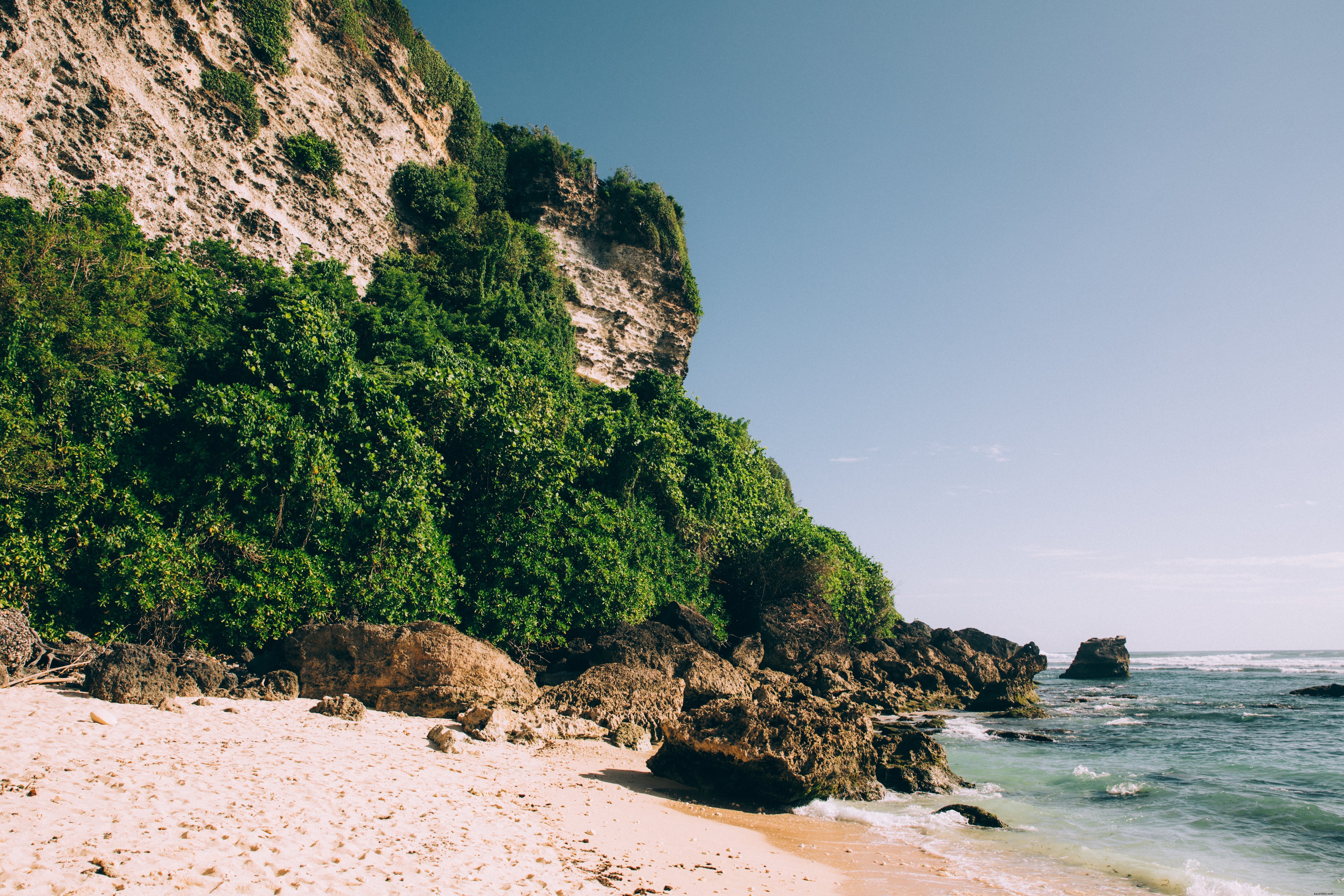 Stunning Sandy Beach Framed by Rocky Cliffs and Lush Jungle – Breathtaking Photo