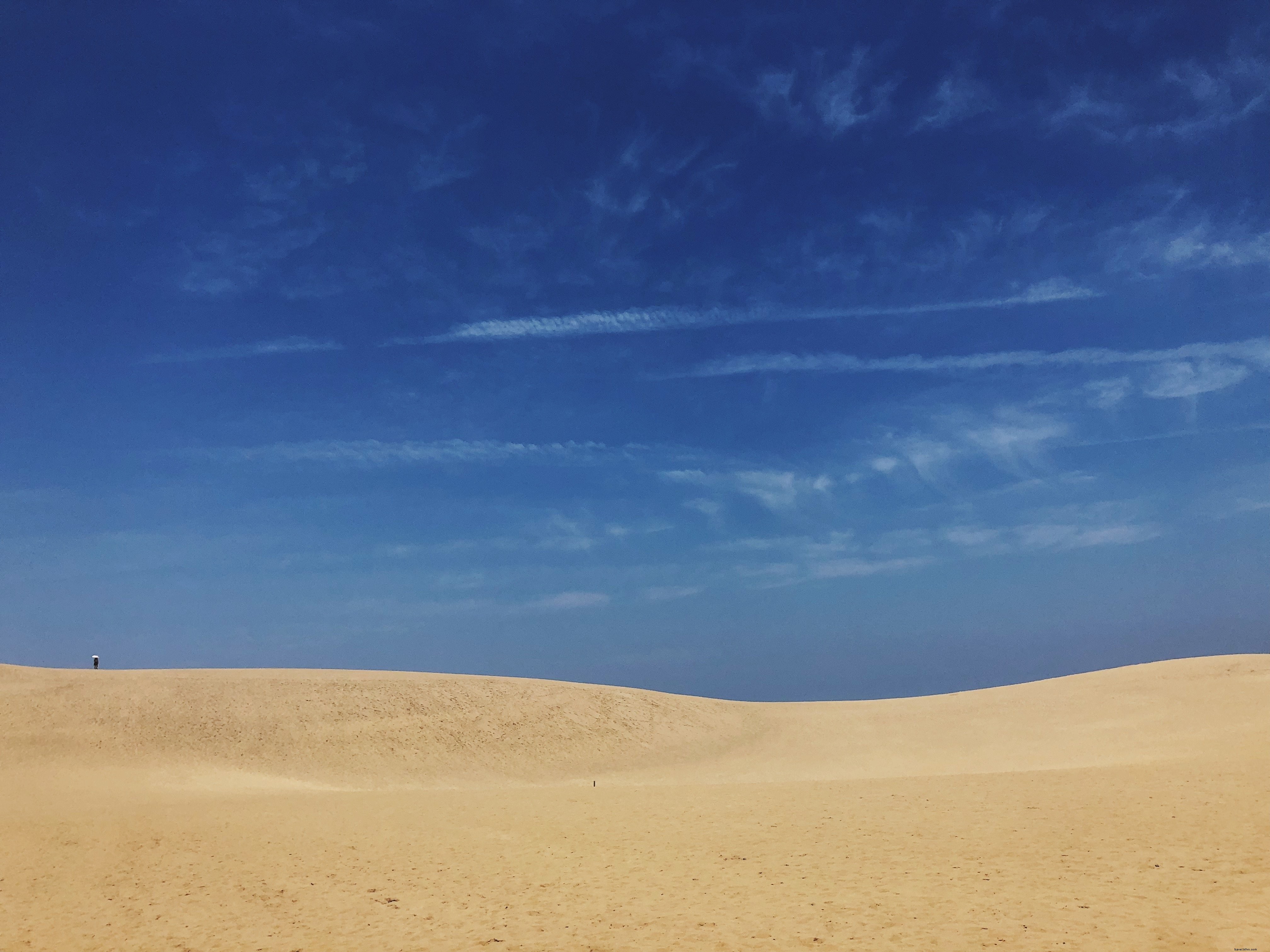 Stunning Blue Sky Over Vast Sandy Dunes – Breathtaking Landscape Photo