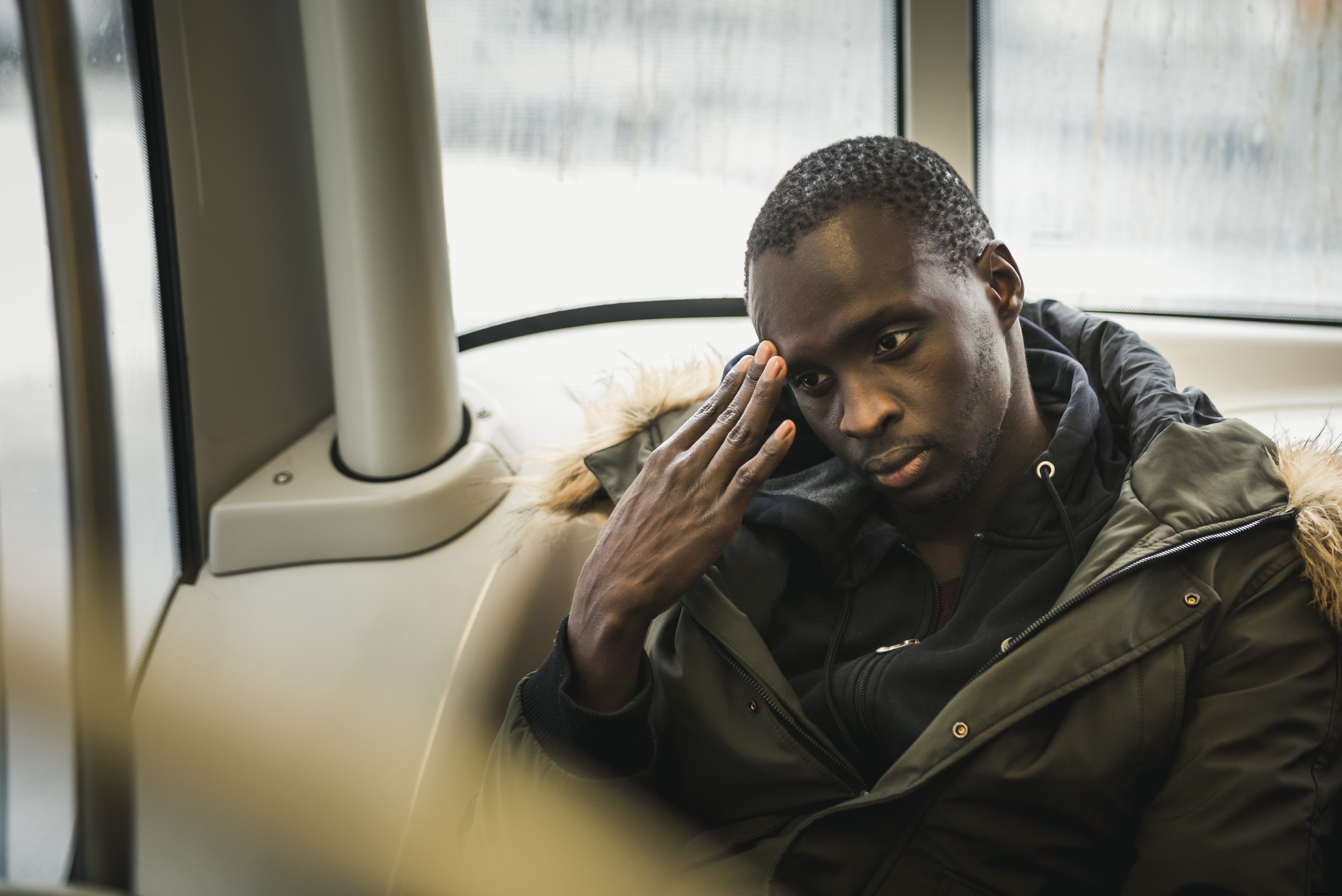 Deep in Thought: Captivating Public Transit Photo