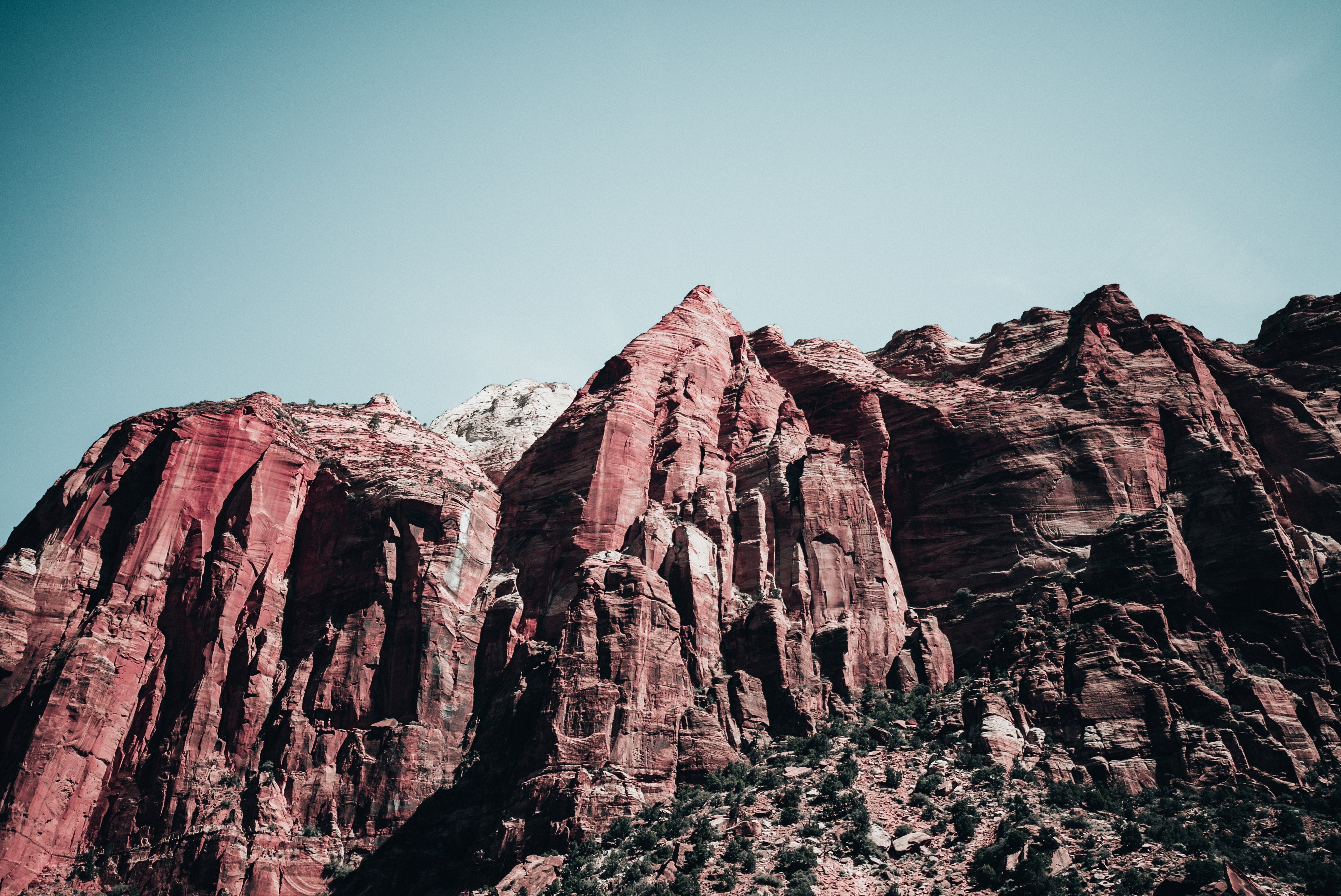 Stunning Red Sandstone Peaks Towering in Dramatic Canyon Landscape