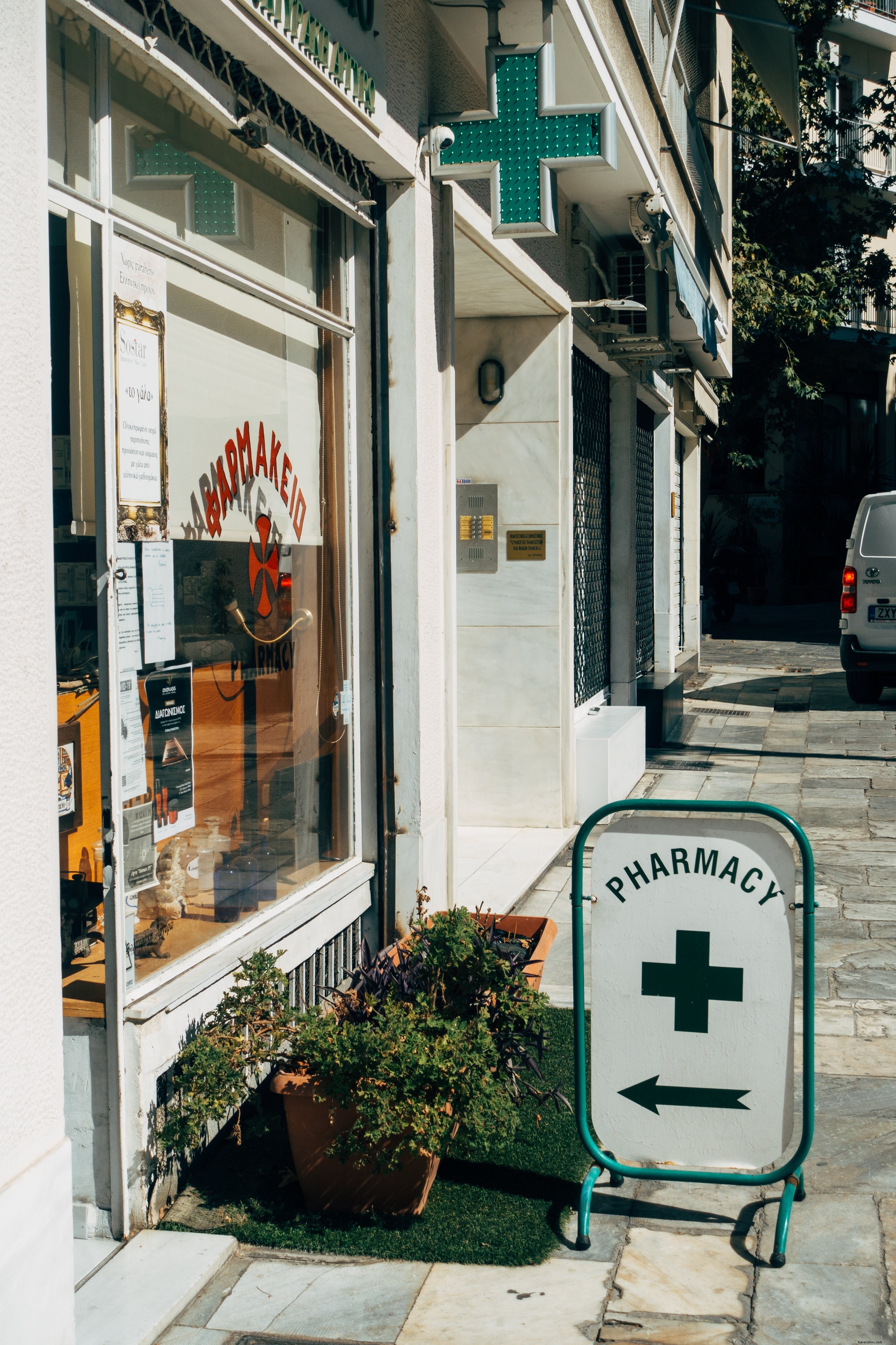 Stunning Pharmacy Street Entrance Photo | High-Quality Urban Capture