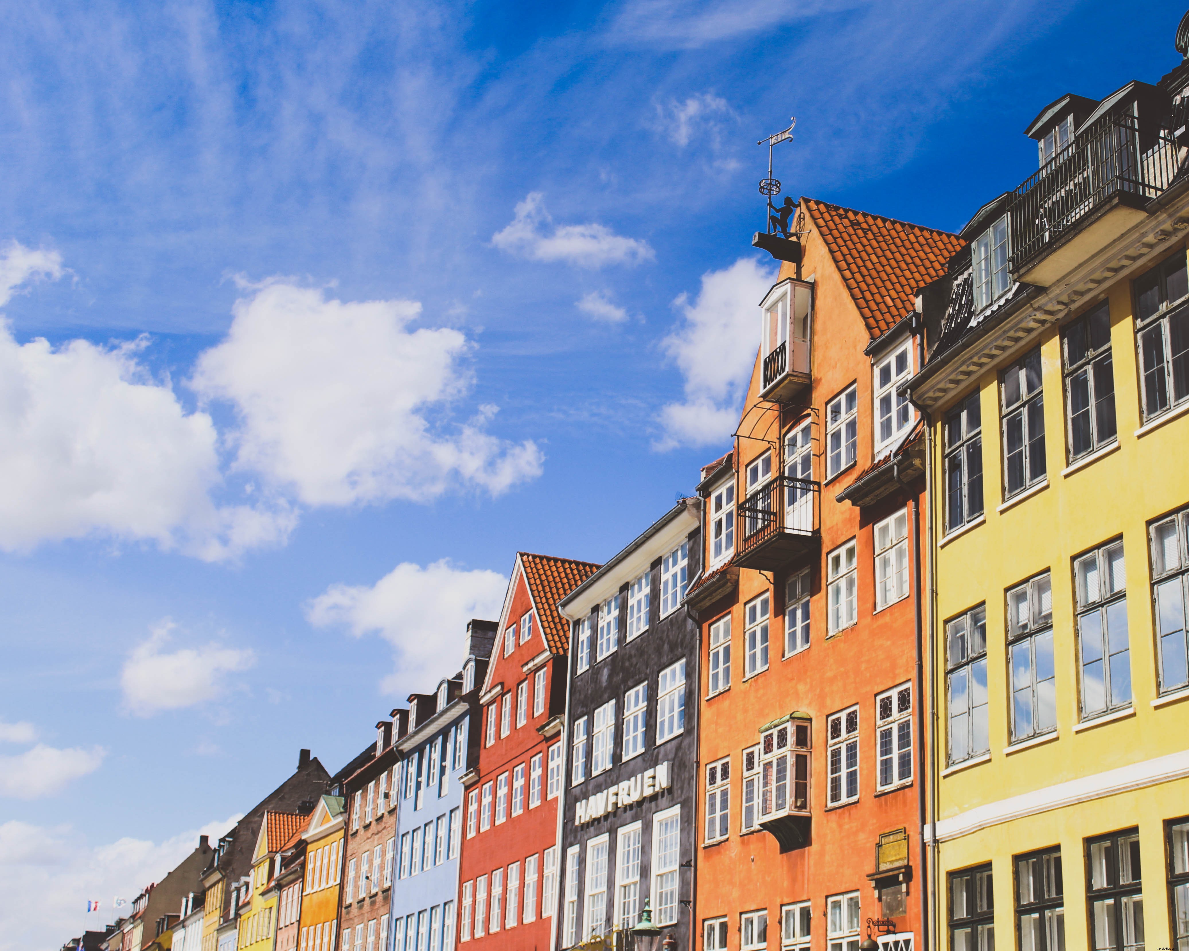Vibrant Row of Colorful Buildings on a Sunny Day – Stunning High-Quality Photo