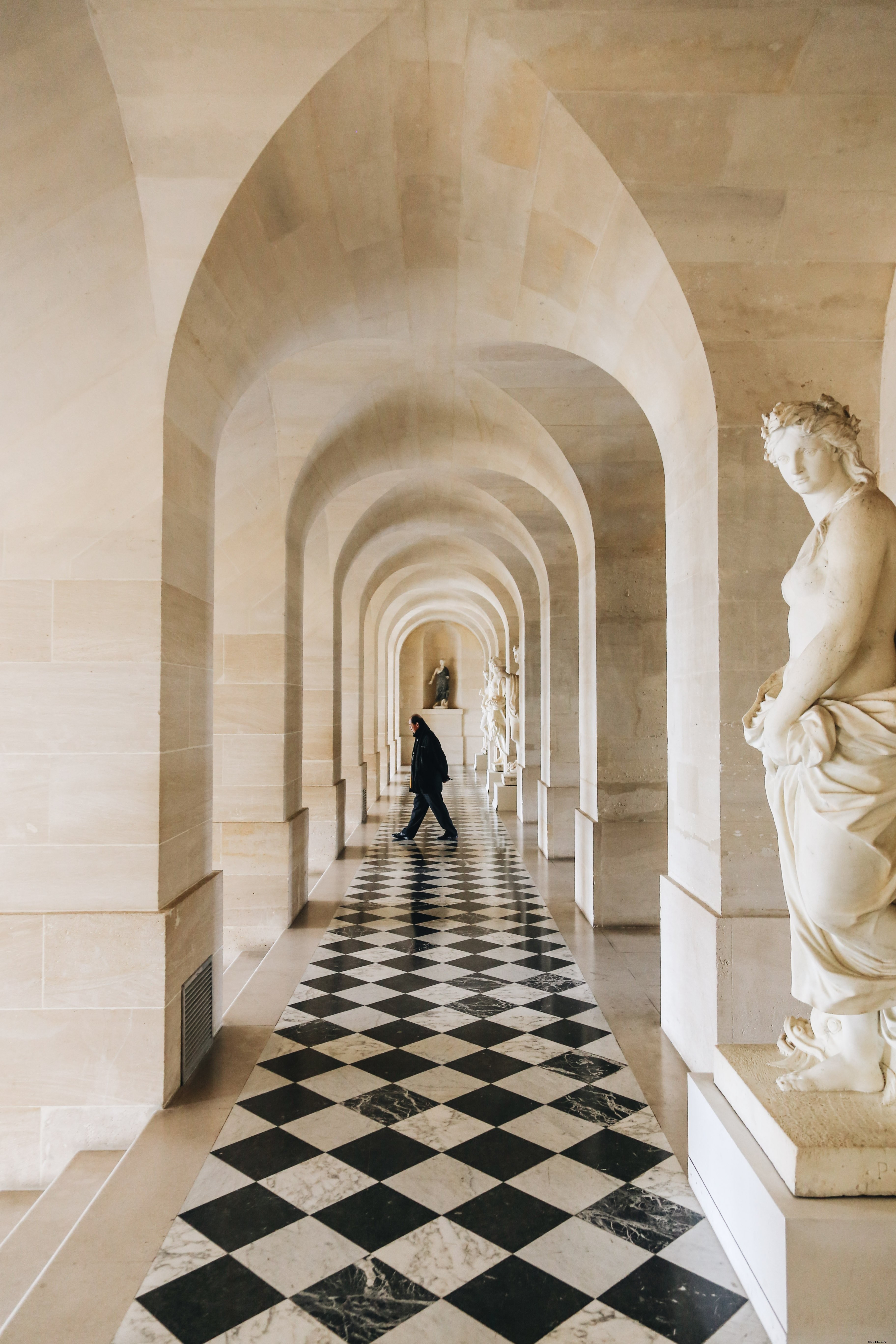 Stunning Photo: Man Walking Across Spacious Hallway