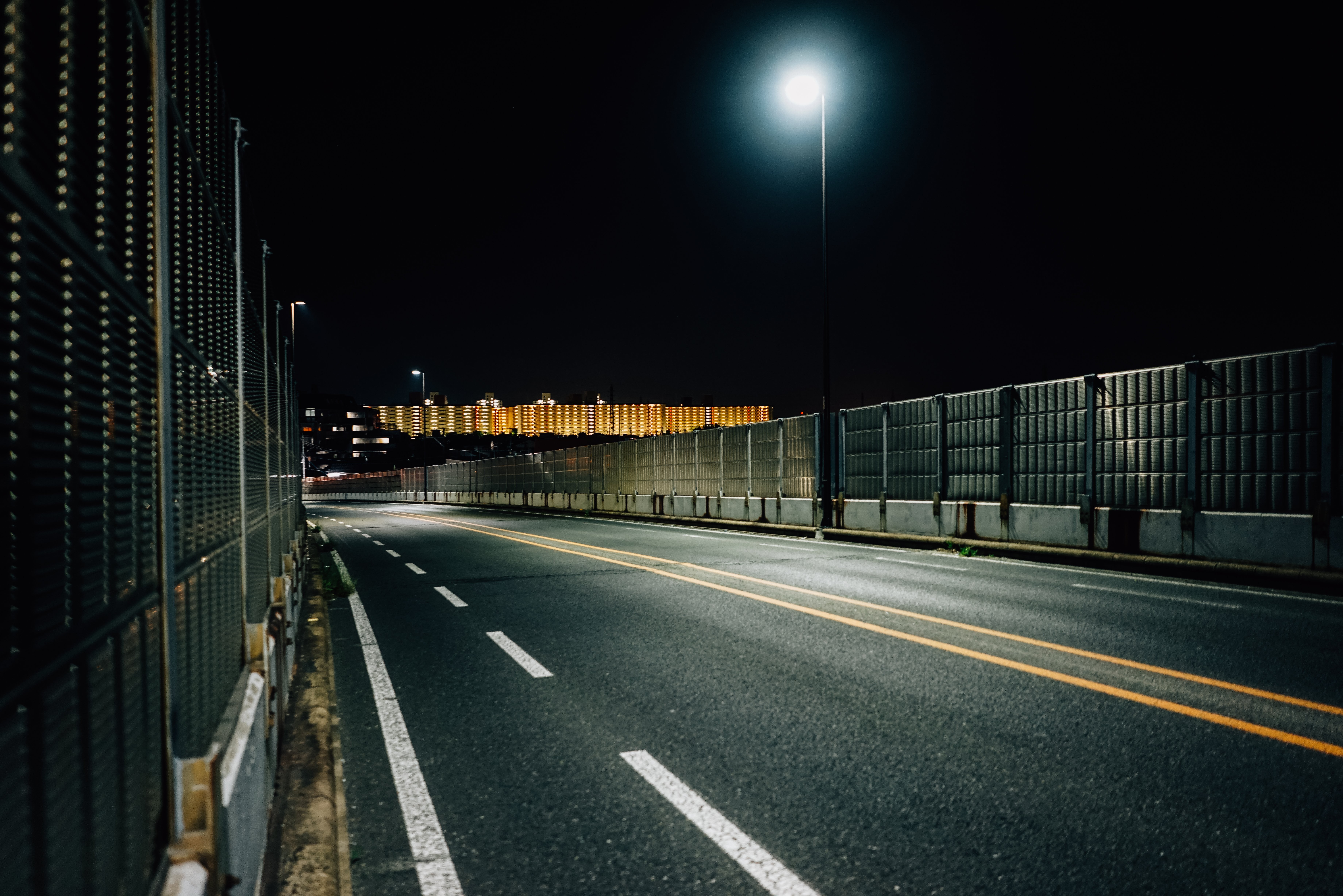 Stunning Night Photo: Empty Enclosed Highway