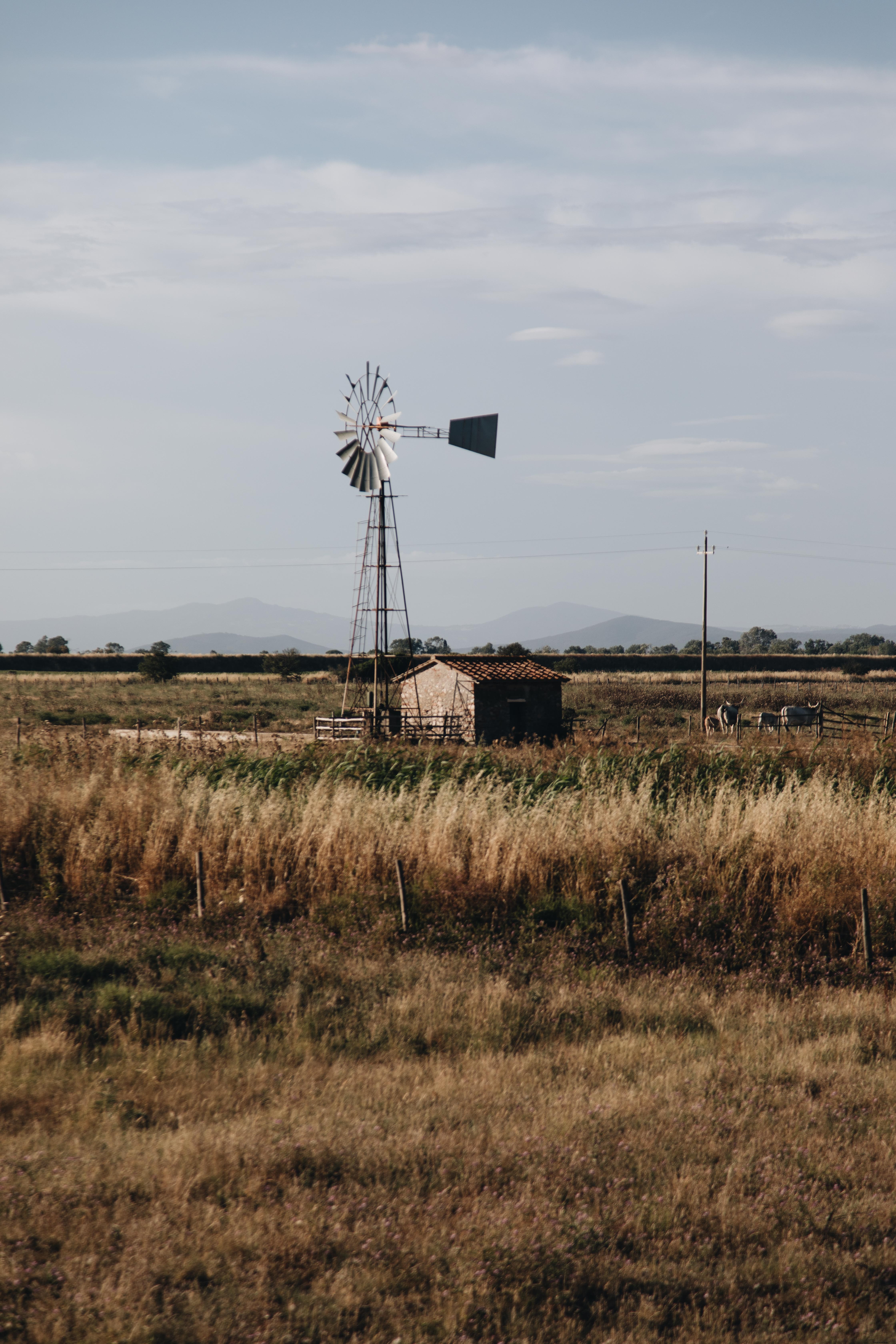 Picturesque Small Rural Building with Iconic Windmill - Stunning Photo