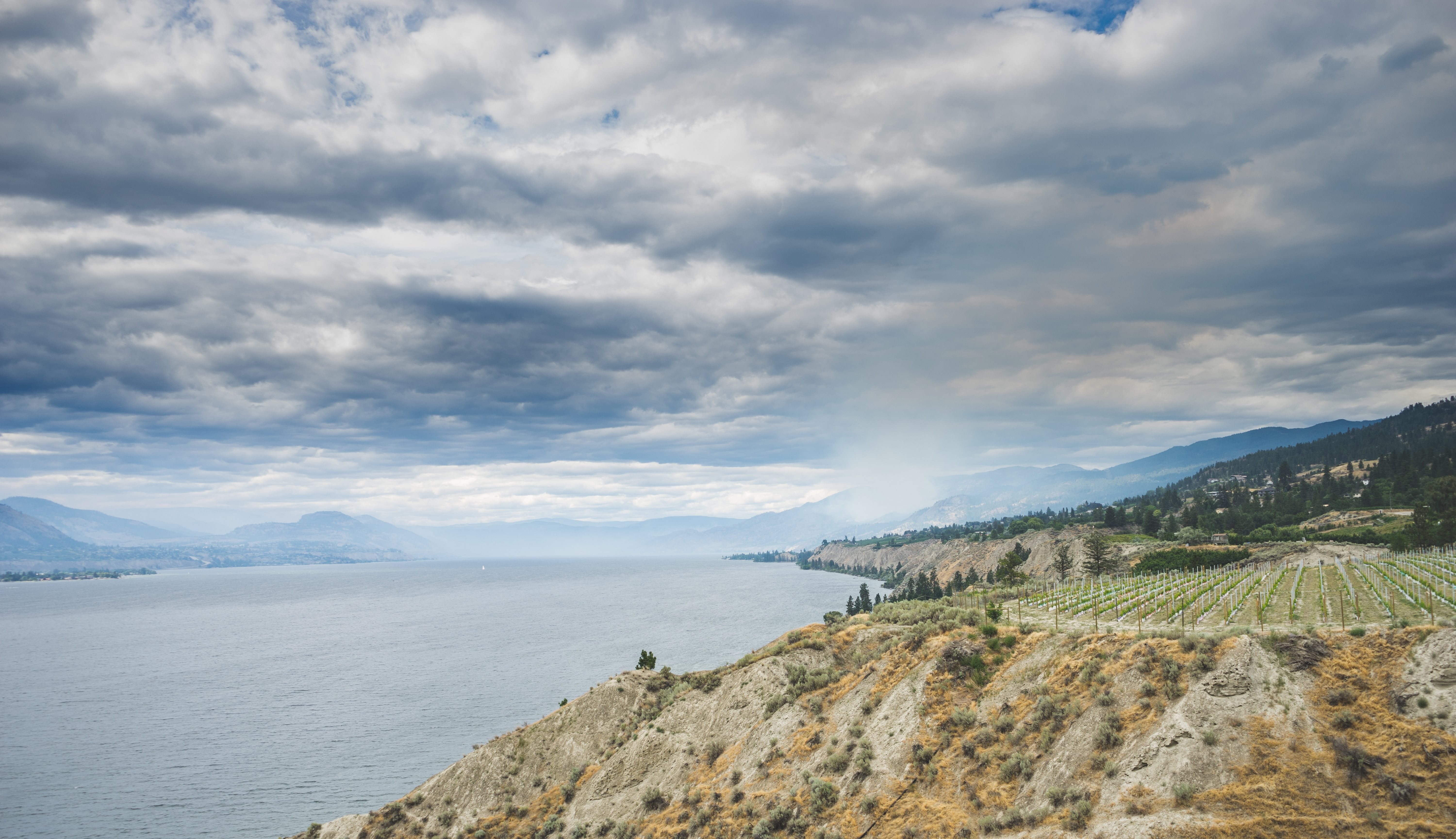 Serene Vista Across a Misty Lake: Captivating Landscape Photography