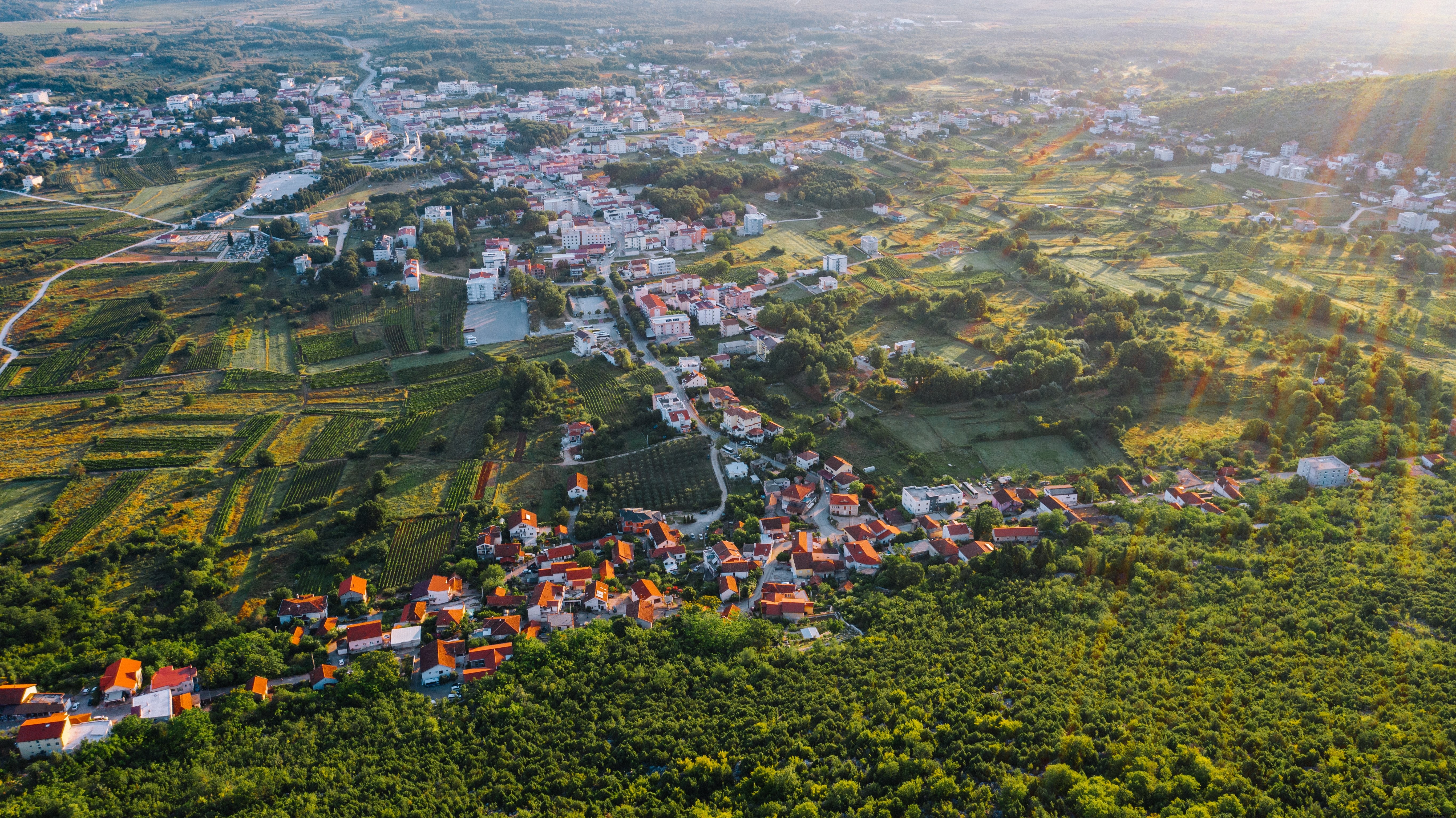 Stunning Photo of a Picturesque Rural Town in White and Terracotta