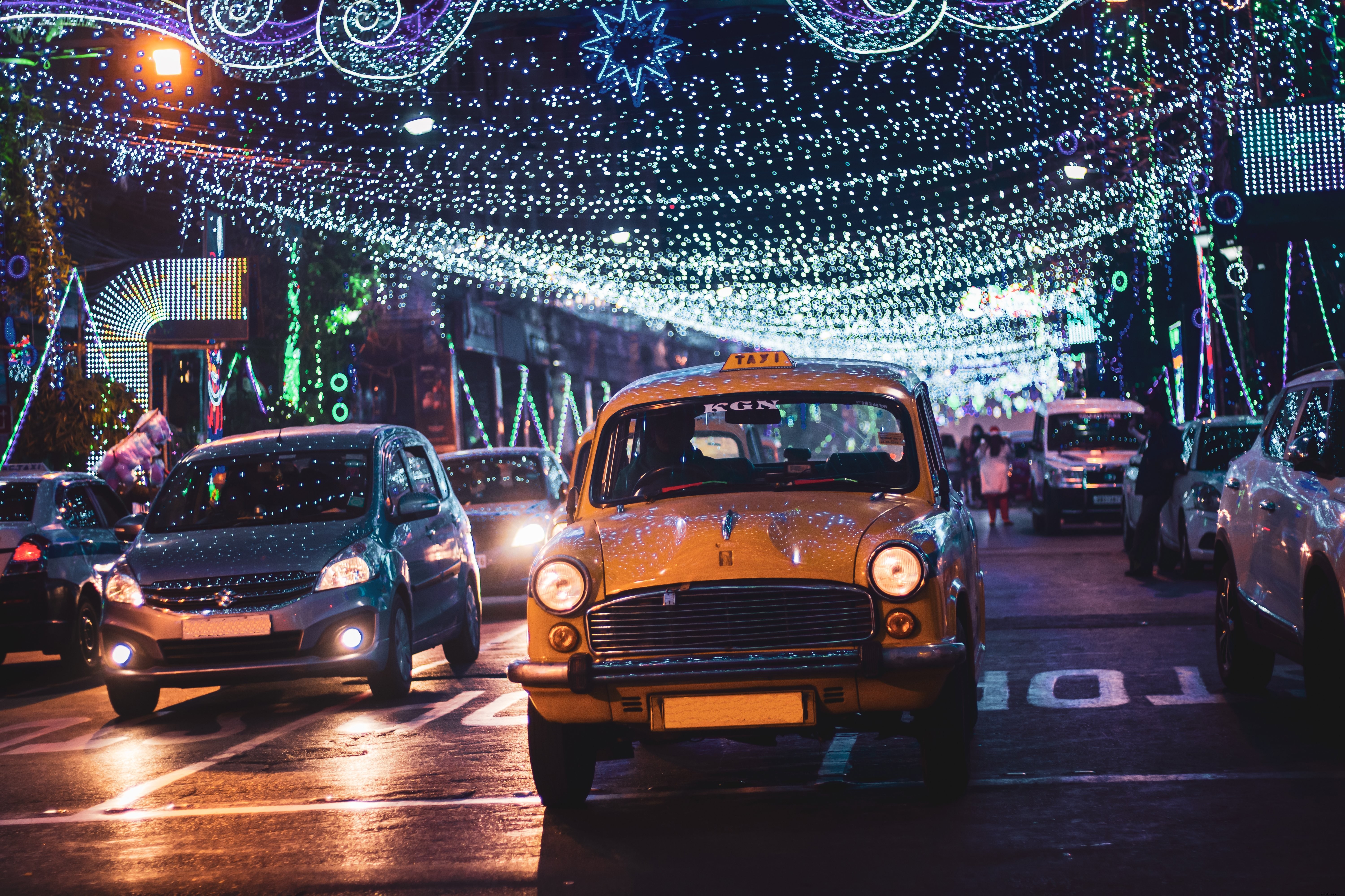 Stunning Night Photo: Cars on Illuminated City Street