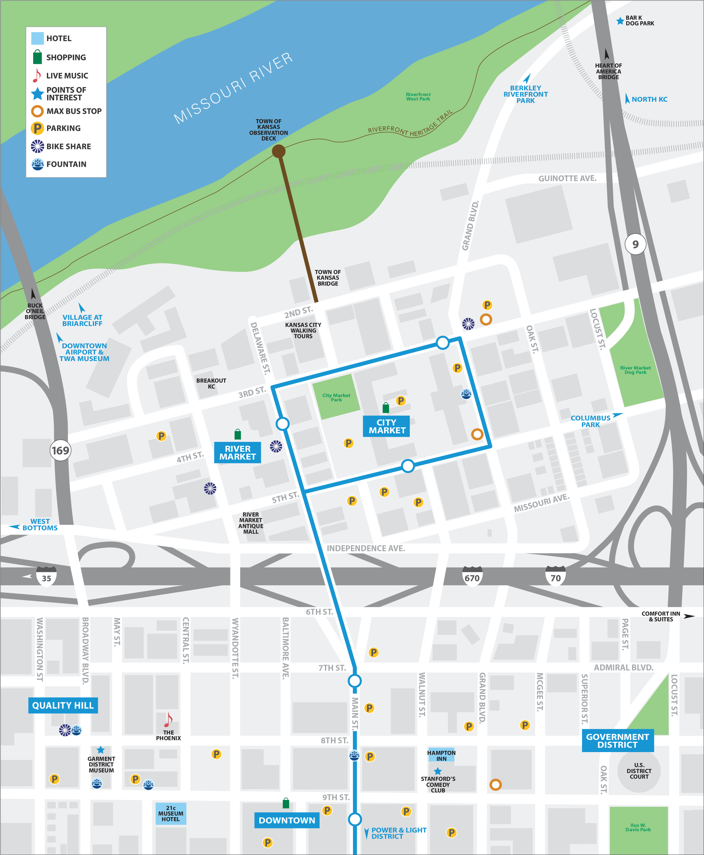 River Market & North Downtown: Detailed Printable Map Guide