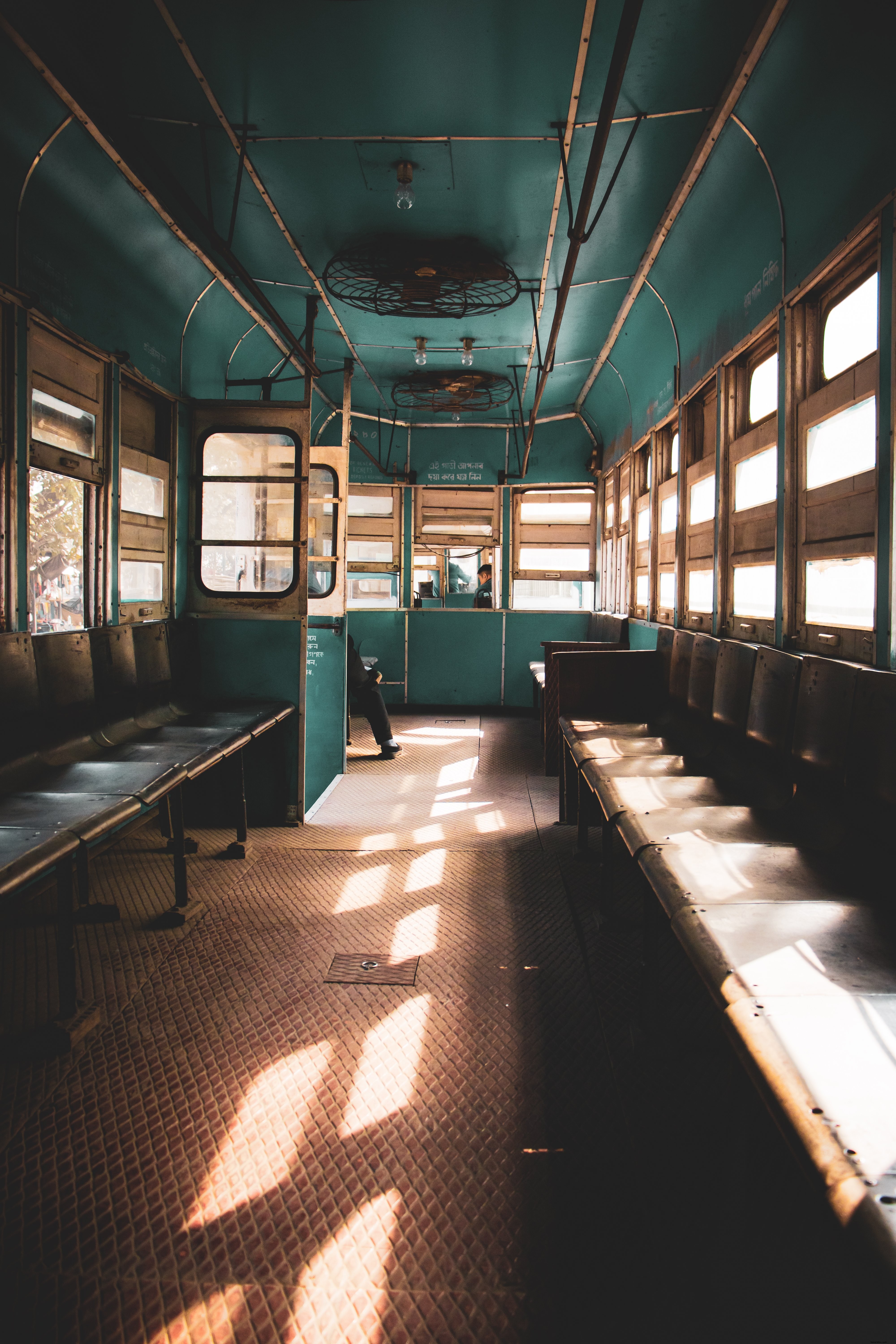 Stunning High-Resolution Photo of Aqua Blue Bus Interior