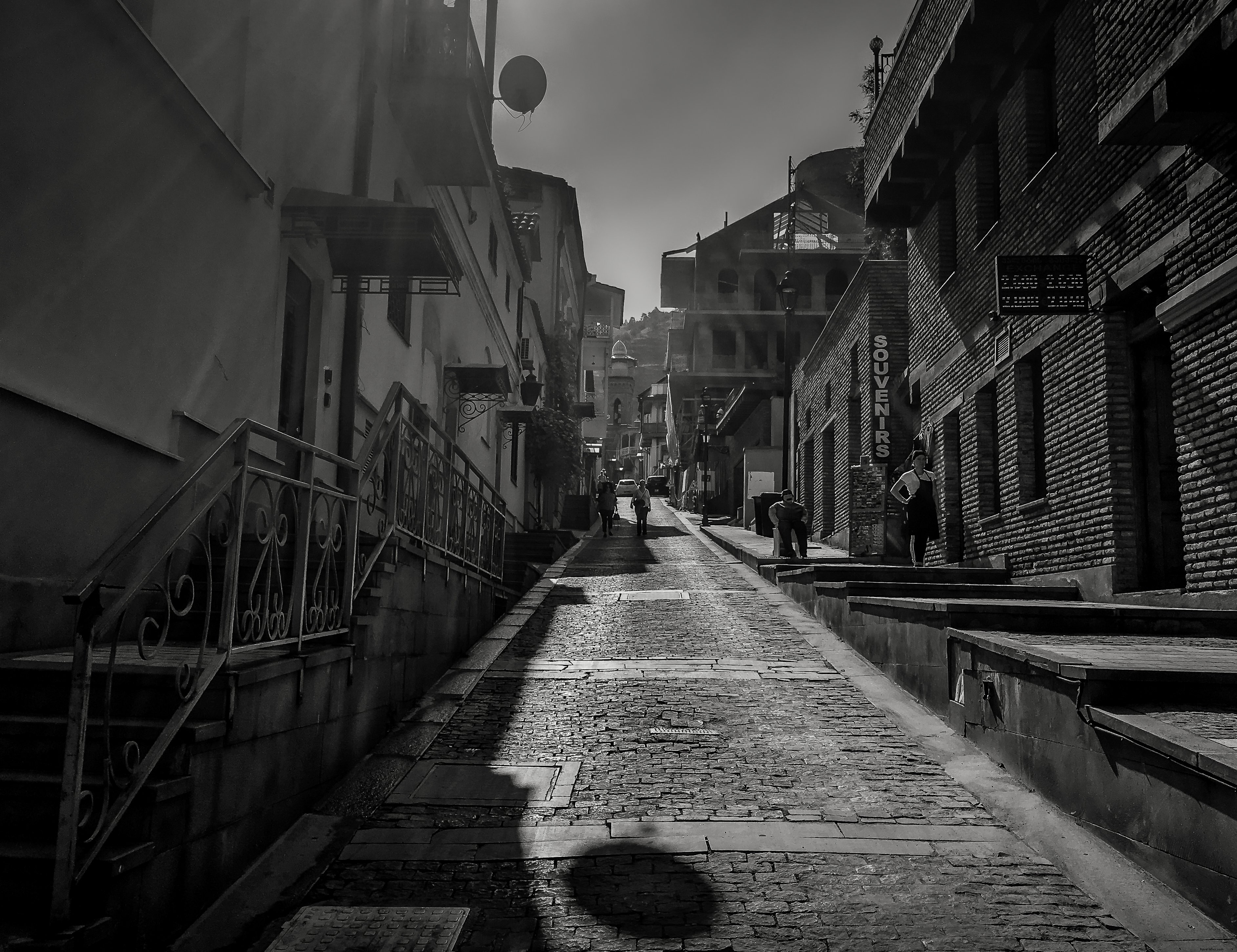 Timeless Black and White Photo of Narrow Cobbled Streets