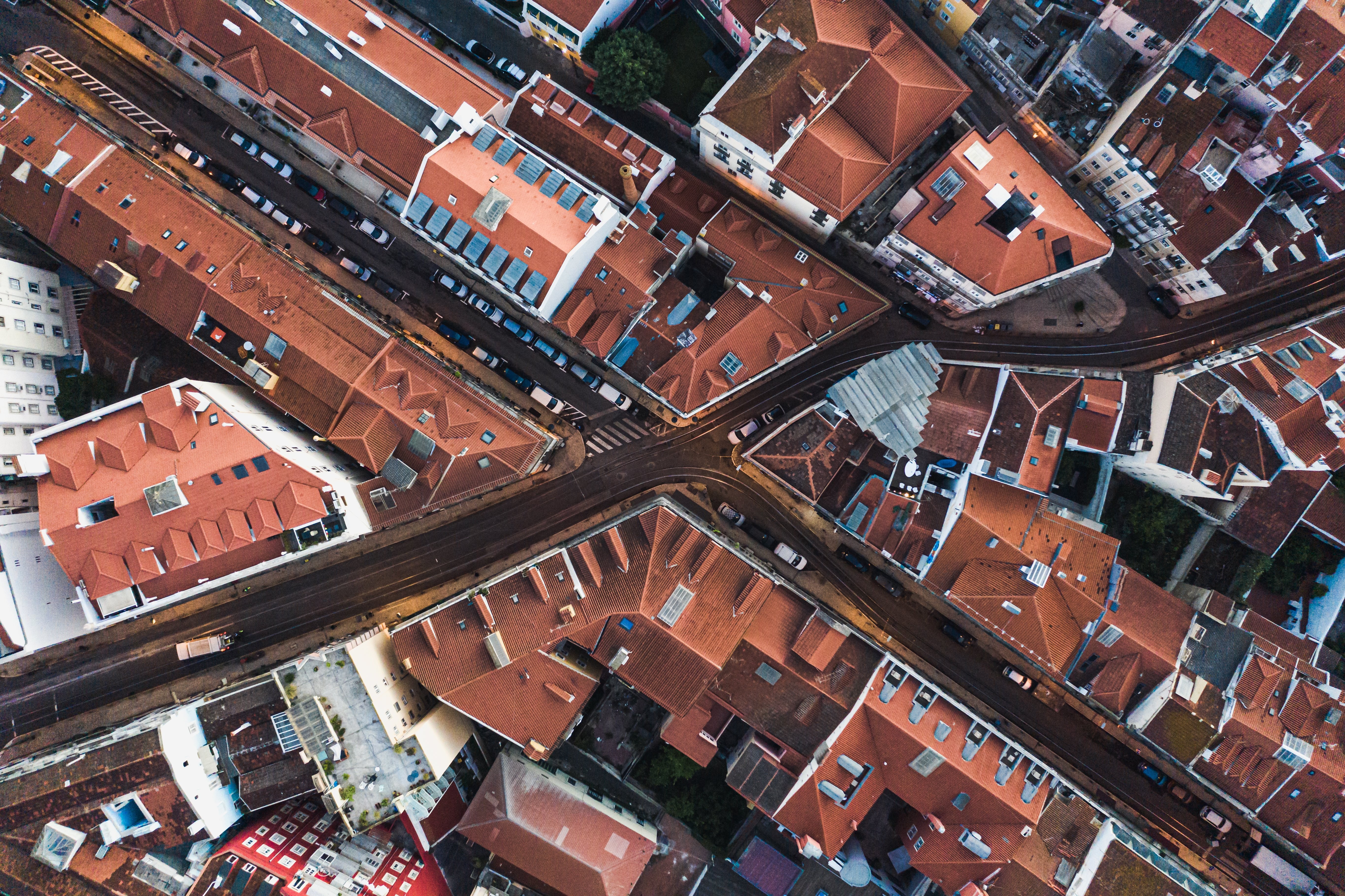 Stunning Drone Aerial View of Lisbon s Curved Streets