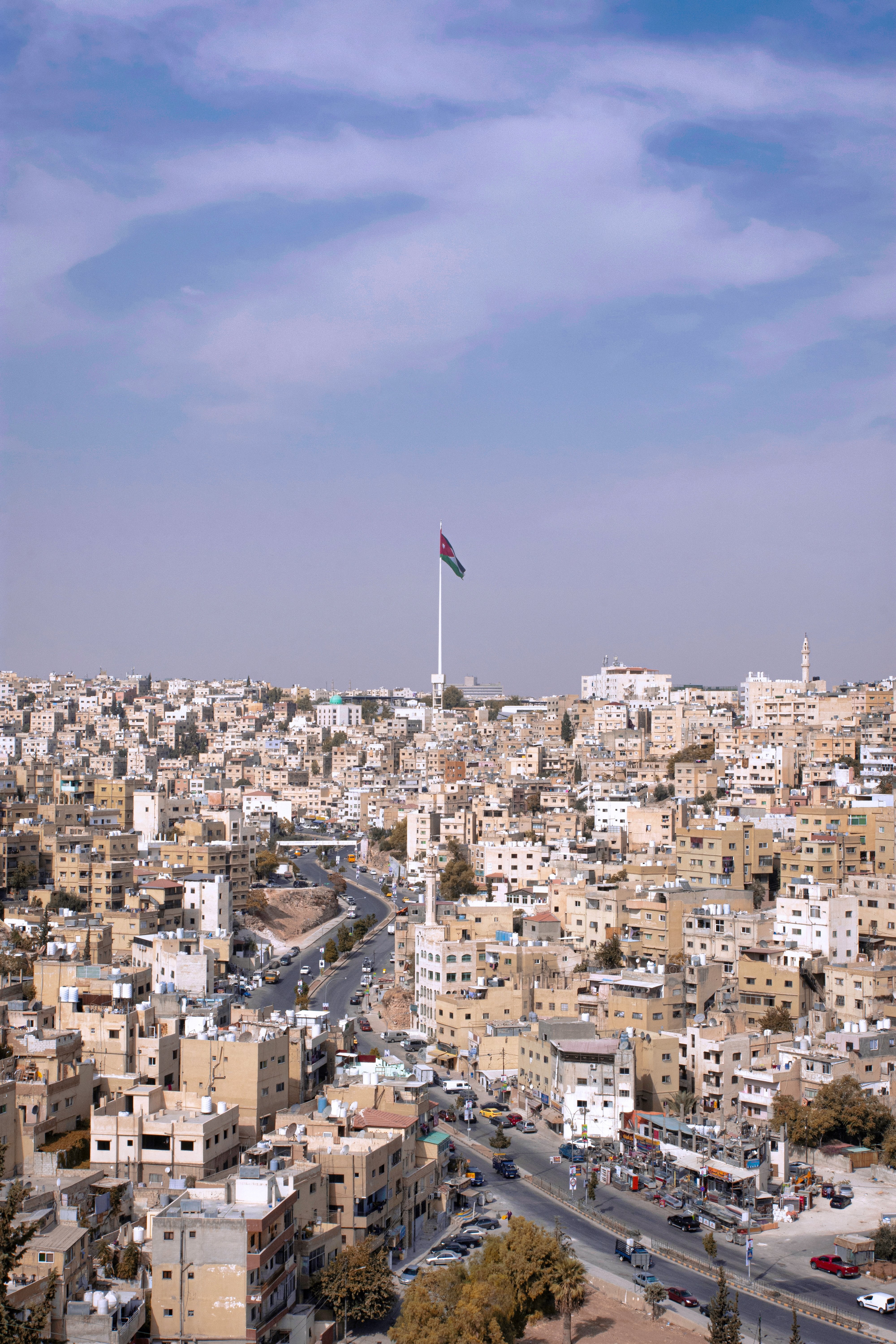 Stunning Jordan National Flag Over Ancient Jerash City – Iconic Photo