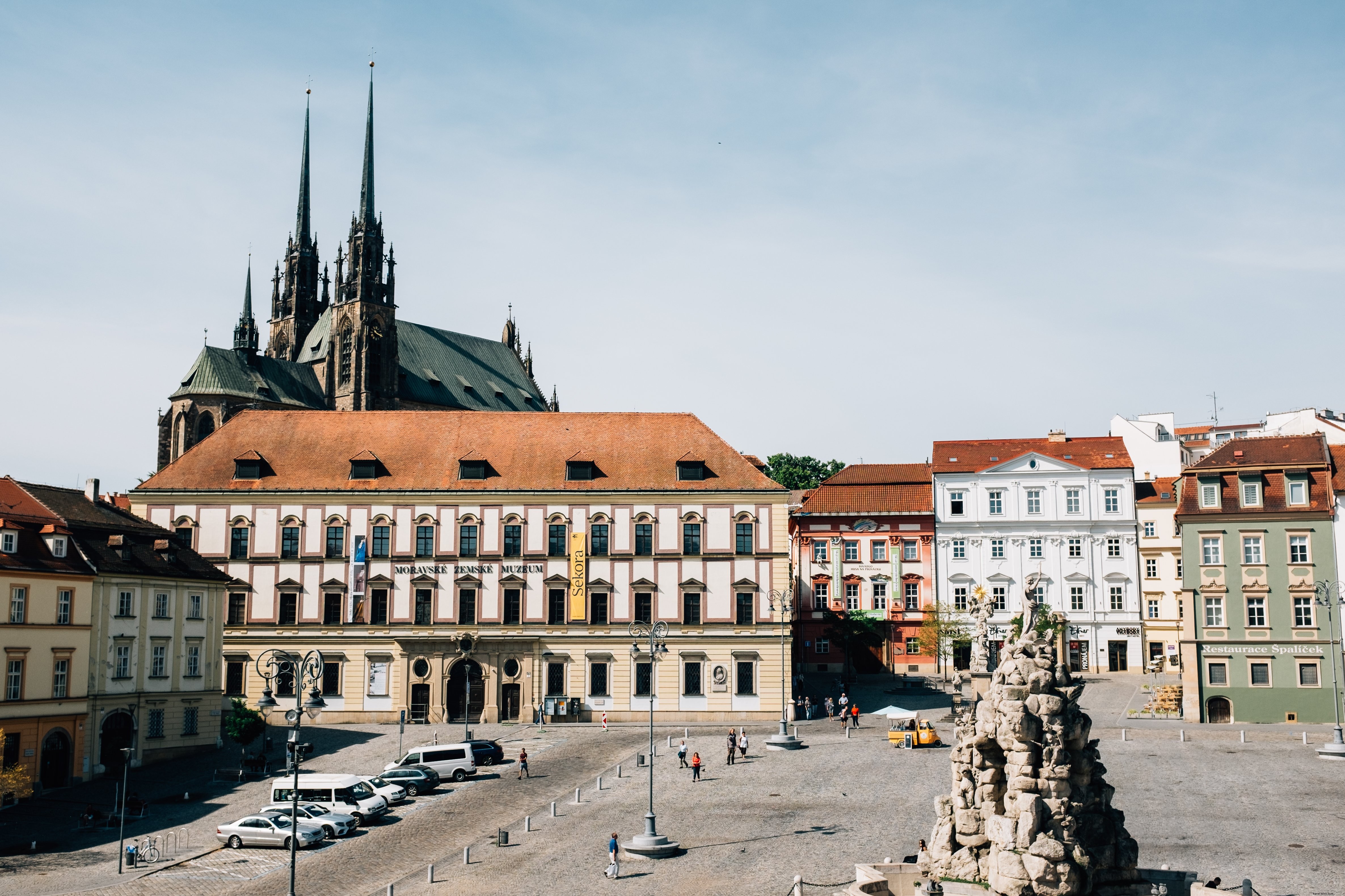 Scenic Town Square Photo: Church Roof Peeking Over Historic Buildings