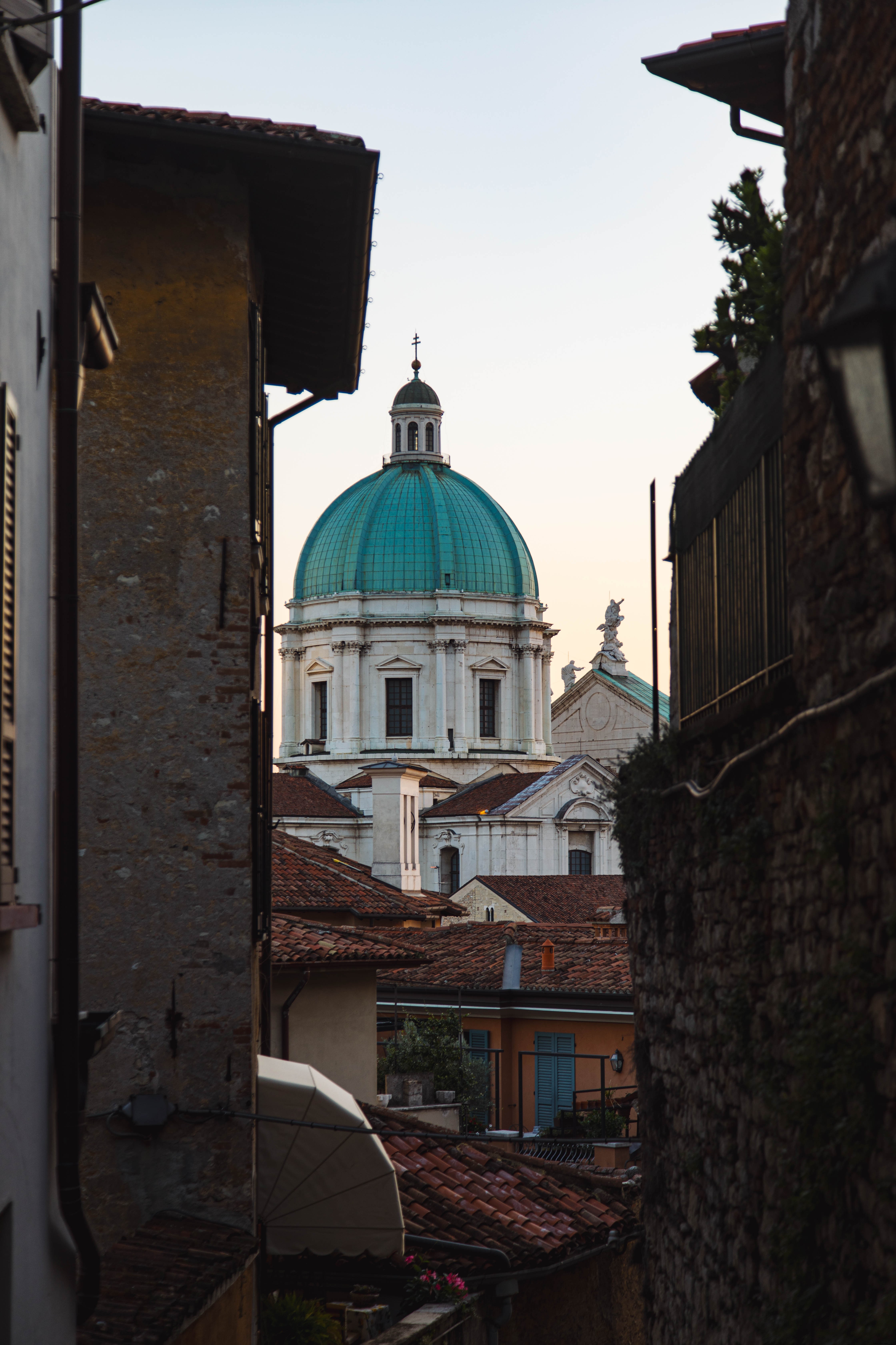 Stunning Narrow View of City Rooftops and Historic Church Photo