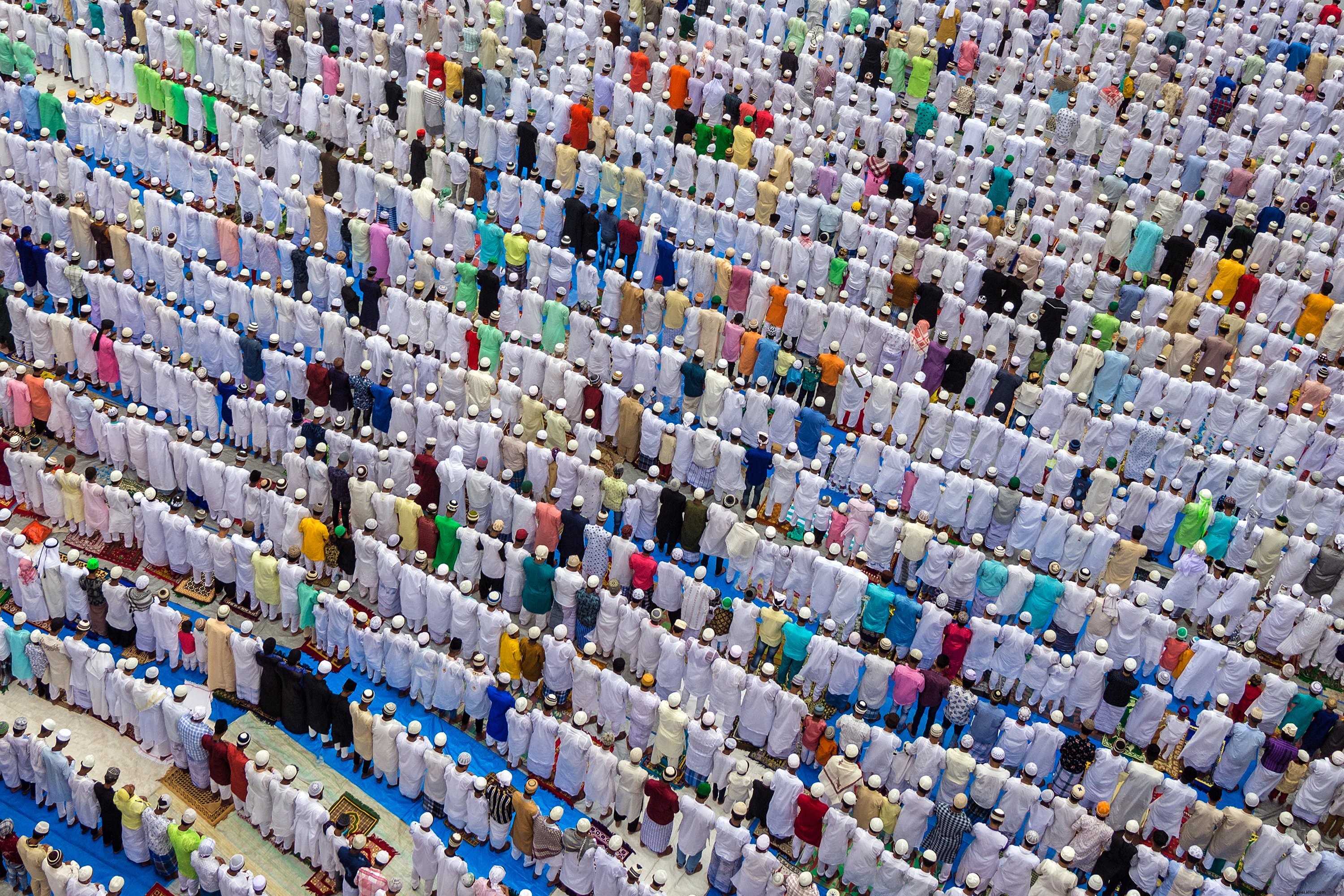 Stunning Aerial Photo: People Perfectly Lined Up in Rows – High-Res Overhead View