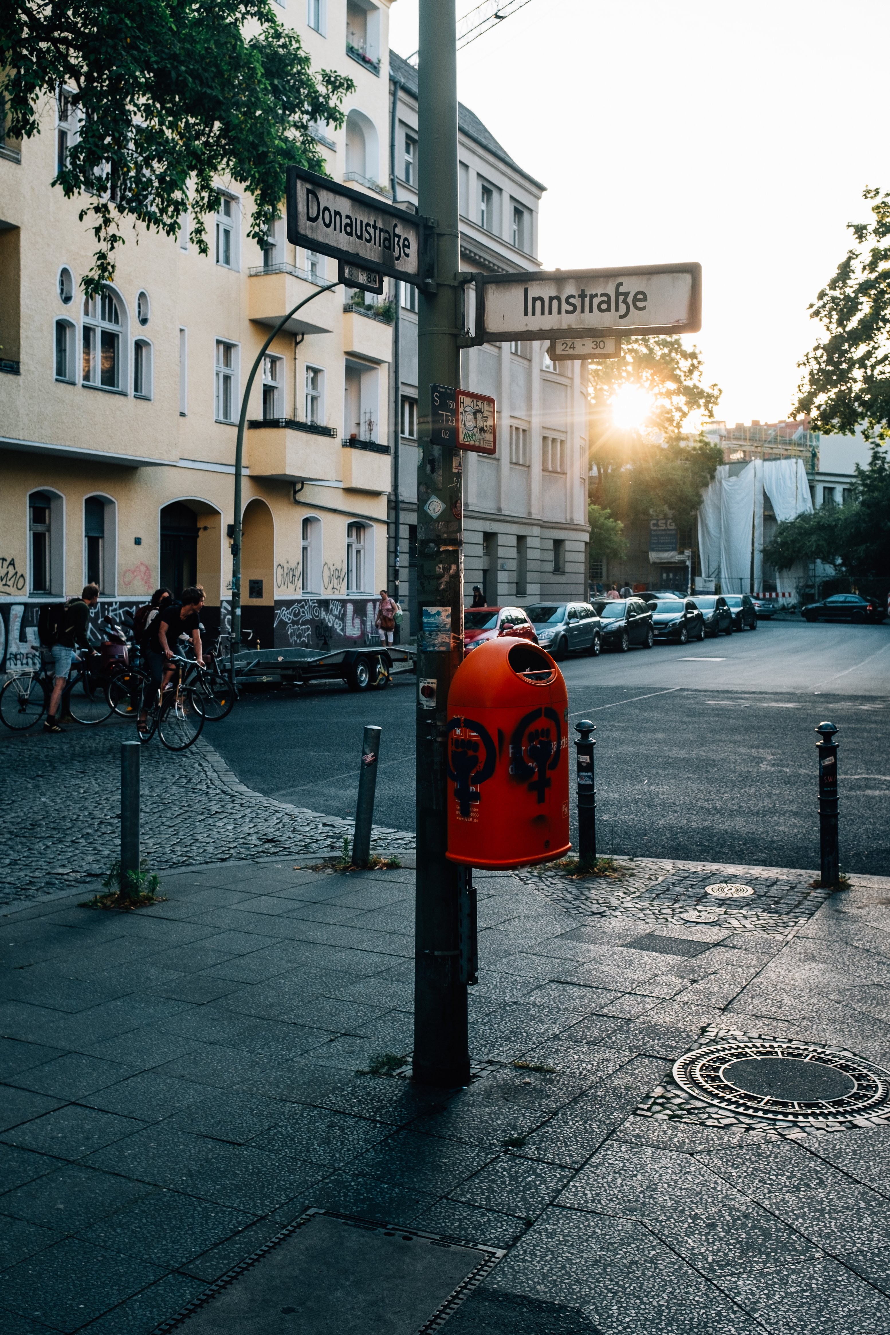 Urban Sidewalk with Poled Street Sign - Stunning Professional Photo