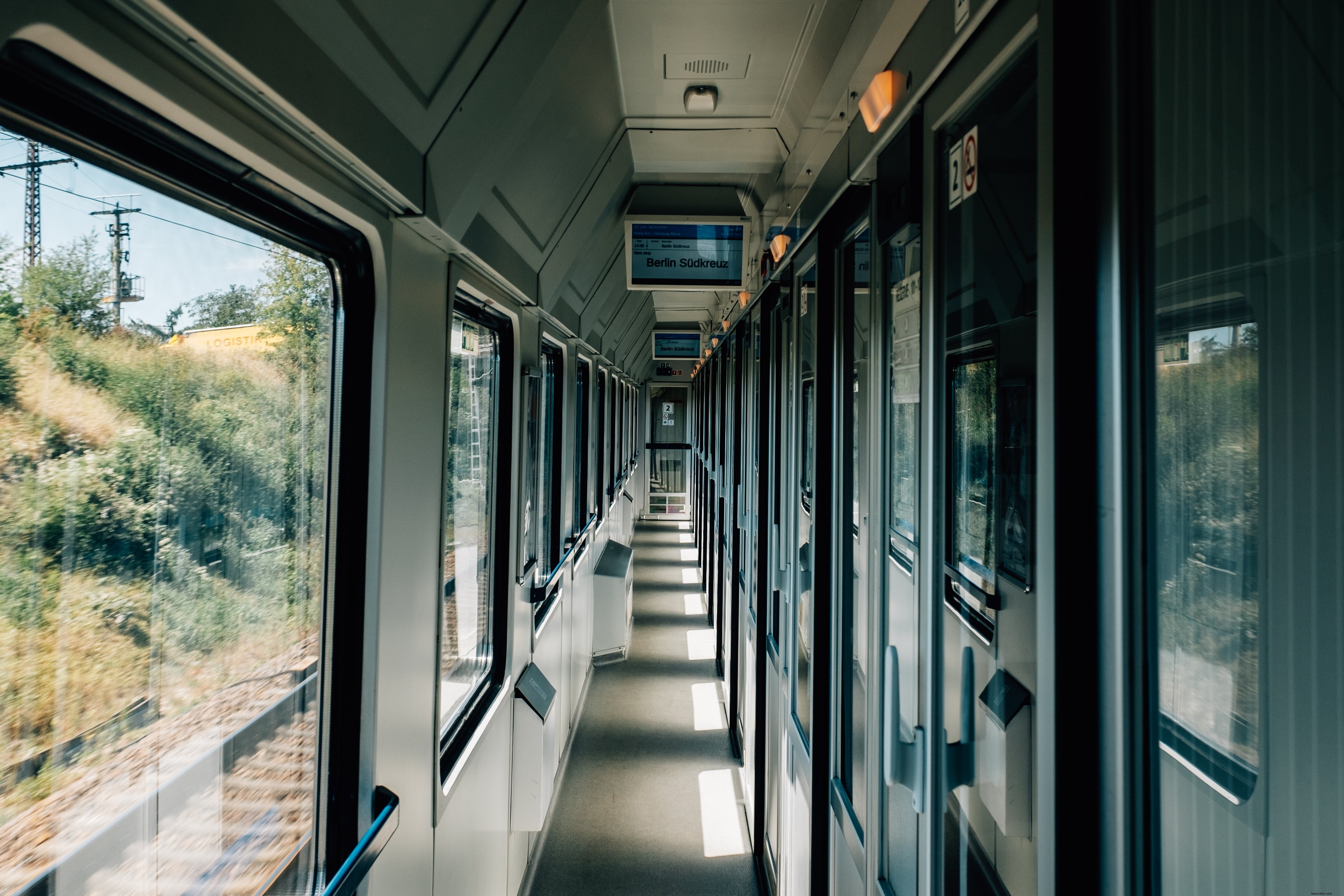 Captivating Photo: Passenger Train Hallway in Motion