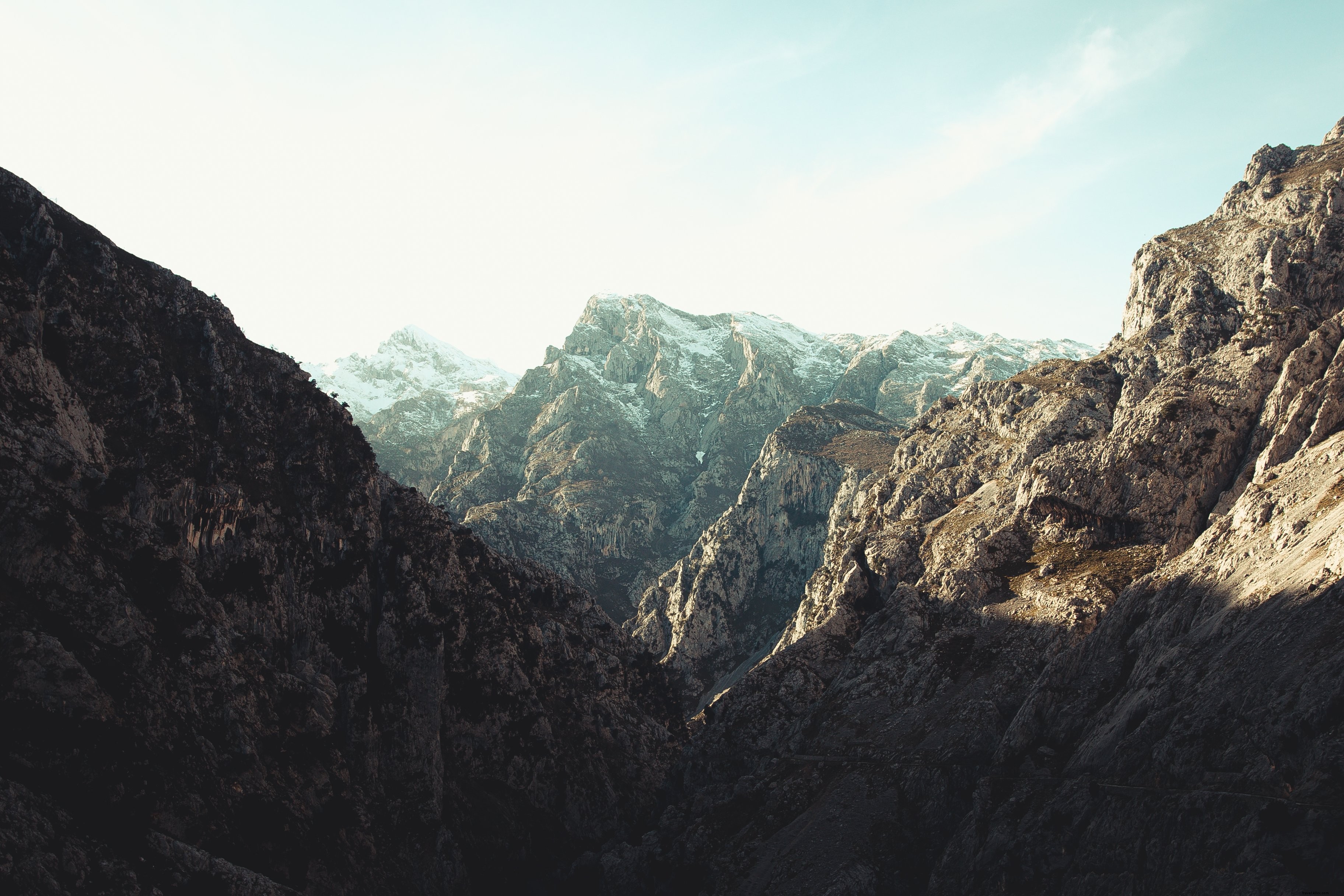 Stunning Shadow-Filled Mountain Valley Landscape Photo