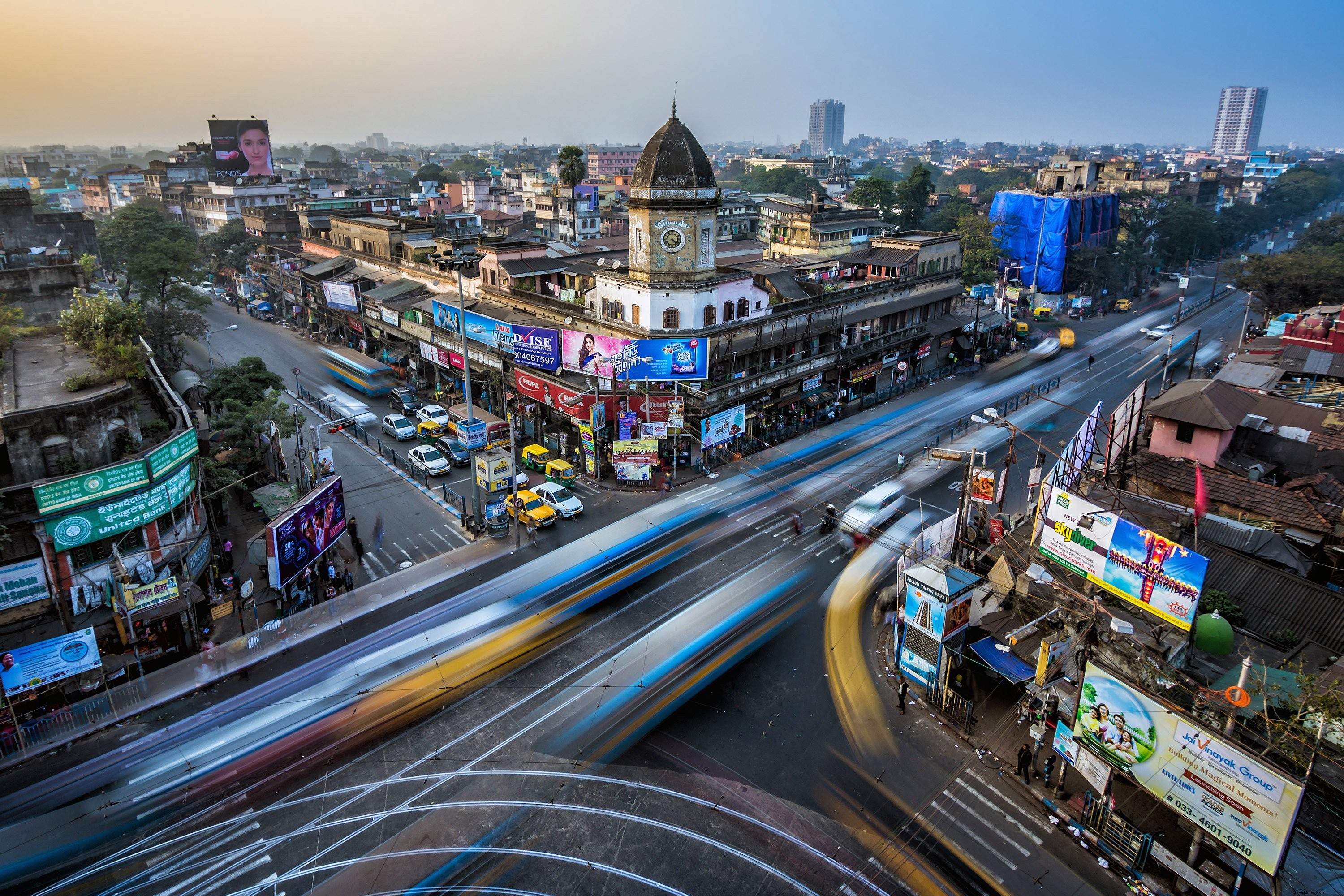 Stunning Long Exposure Photo of a Bustling City Intersection