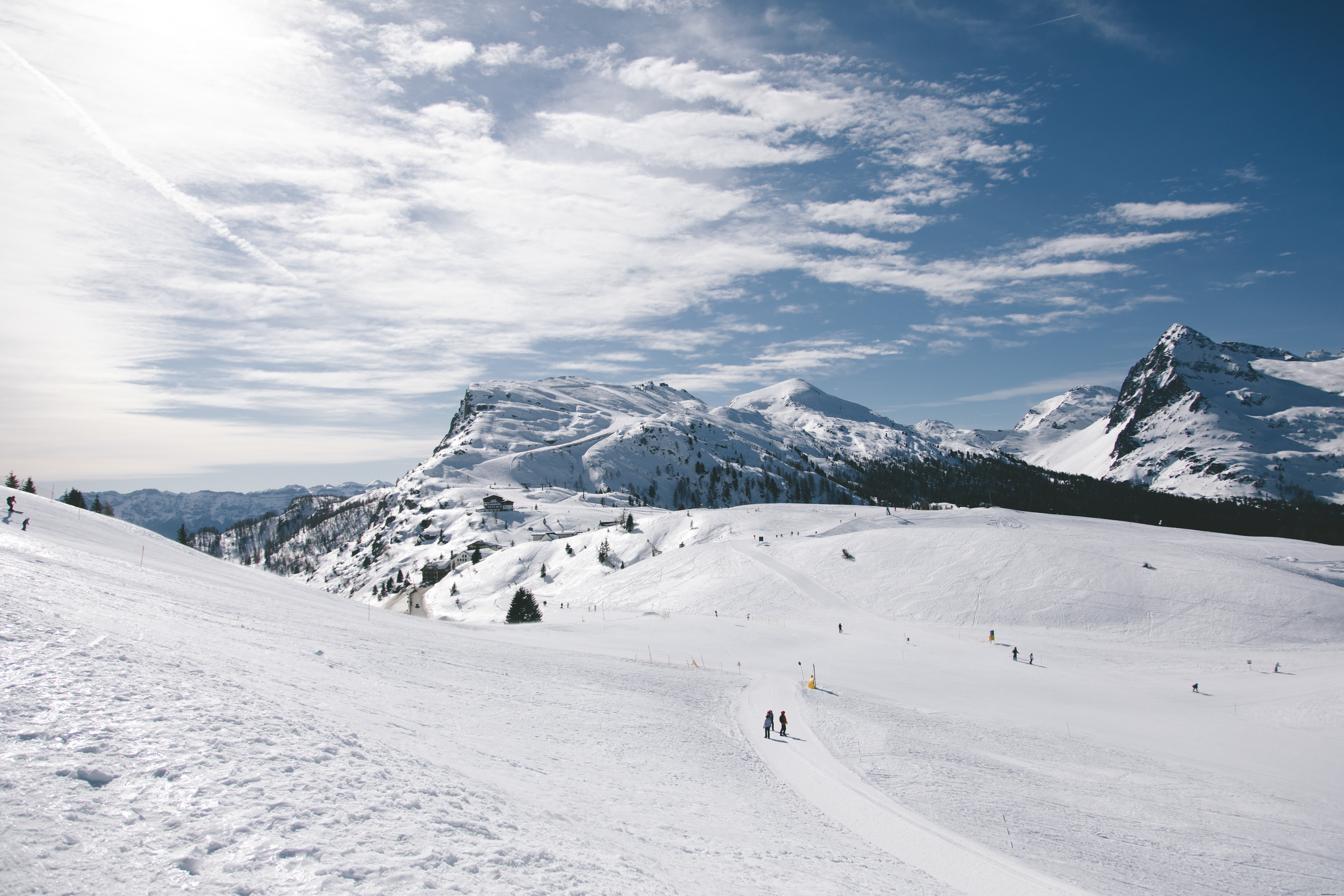 Stunning Ski Tracks Carving Through Snowy Mountain Peaks